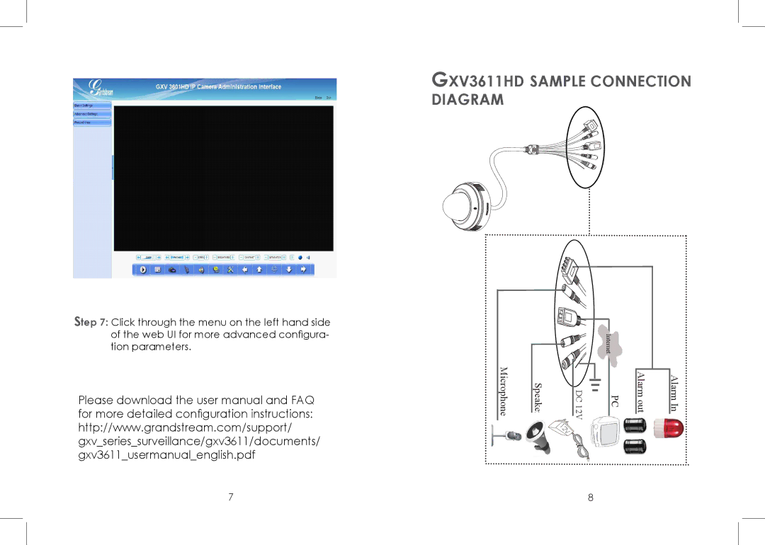 Grandstream Networks GXV 3611HD warranty GXV3611HD Sample Connection Diagram 