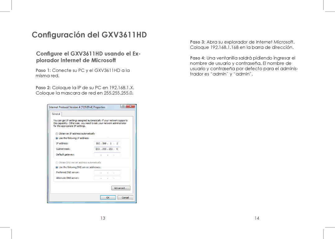 Grandstream Networks GXV 3611HD warranty Configuración del GXV3611HD, Paso 1 Conecte su PC y el GXV3611HD a la misma red 