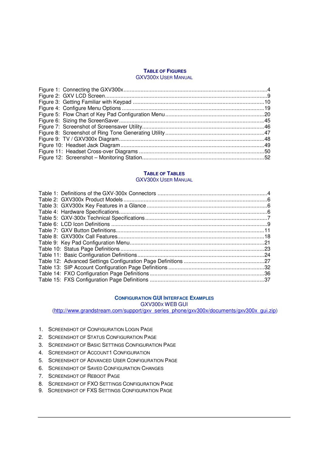 Grandstream Networks manual GXV300X WEB GUI 