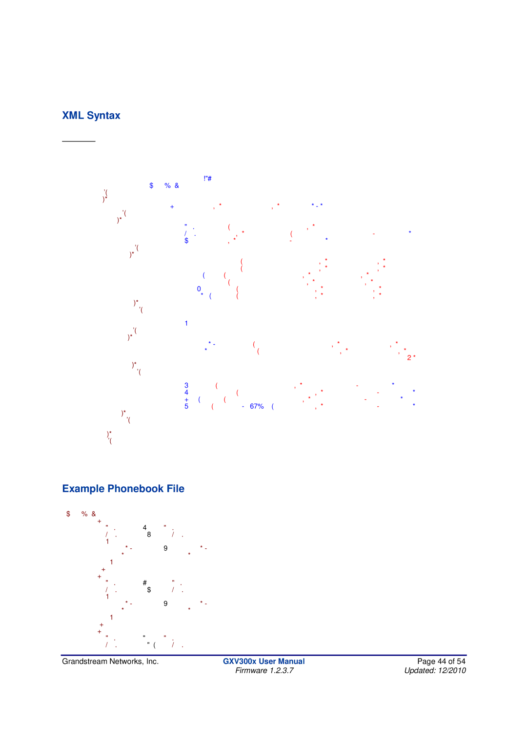Grandstream Networks GXV300X manual XML Syntax, Example Phonebook File 