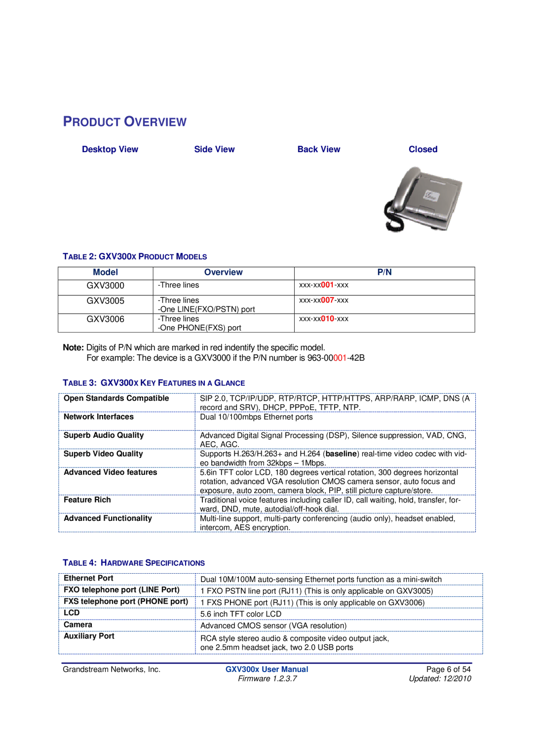 Grandstream Networks GXV300X Open Standards Compatible, Network Interfaces, Superb Audio Quality, Superb Video Quality 