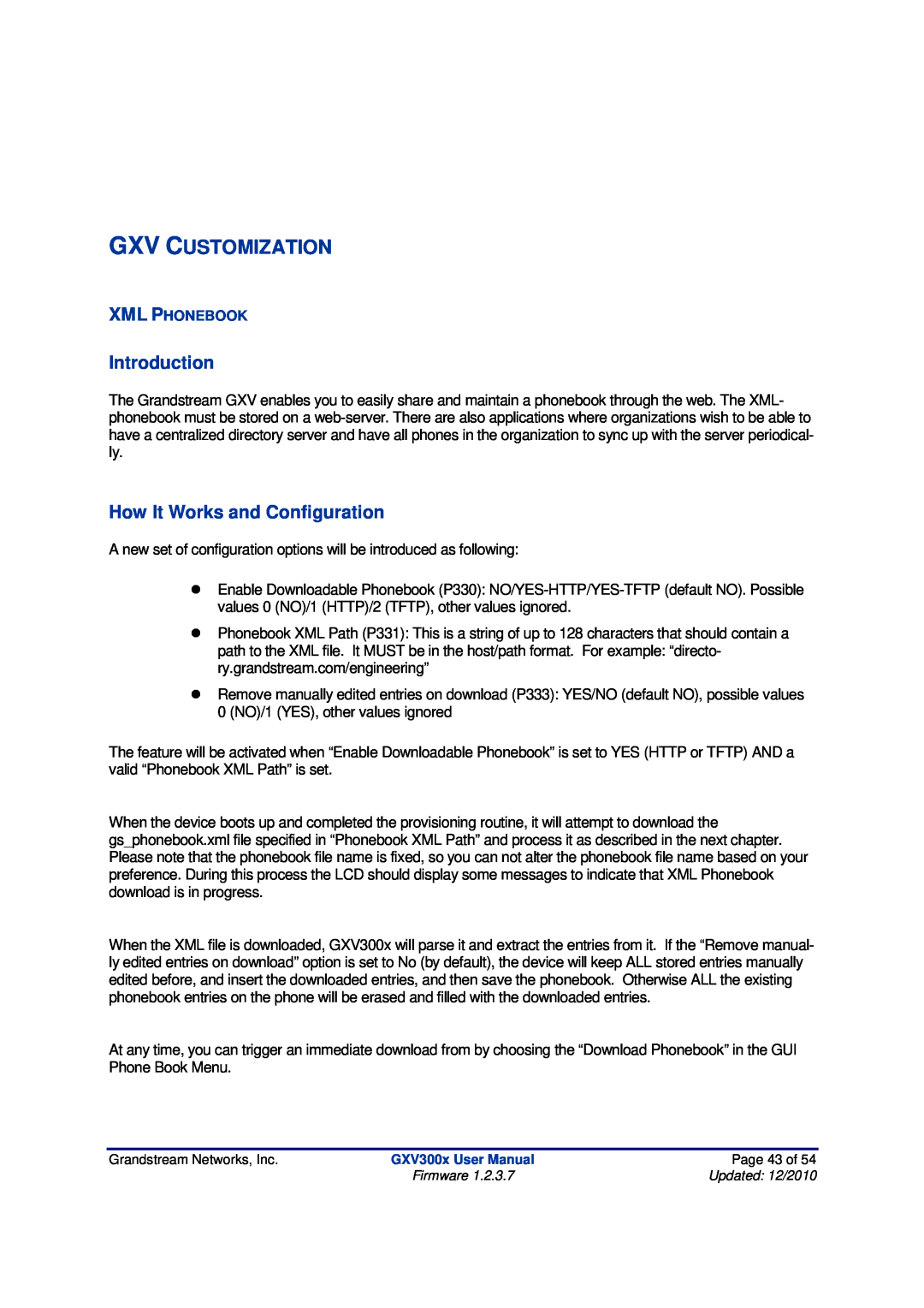 Grandstream Networks GXV300X manual Gxv Customization, Introduction, How It Works and Configuration 