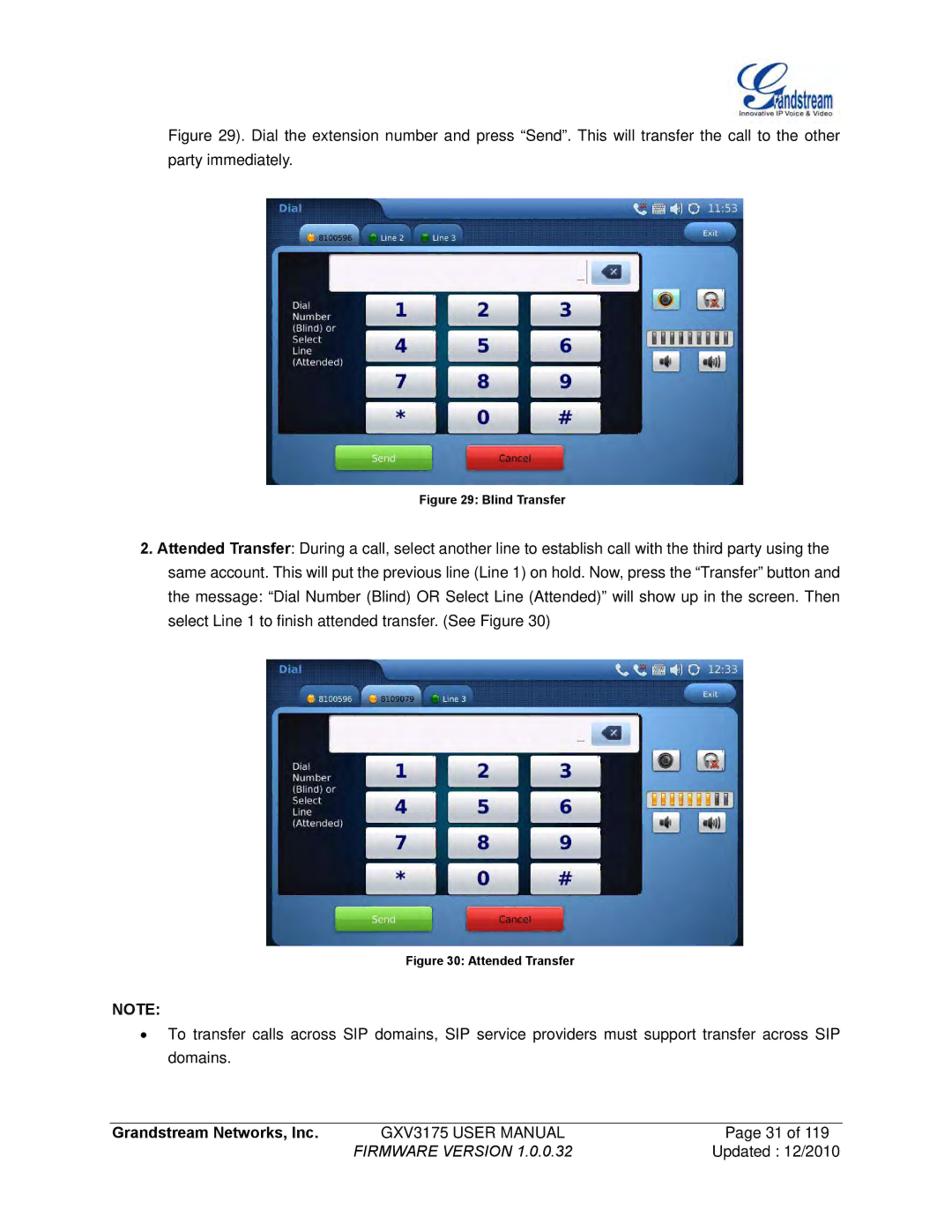 Grandstream Networks GXV3175 manual Blind Transfer 