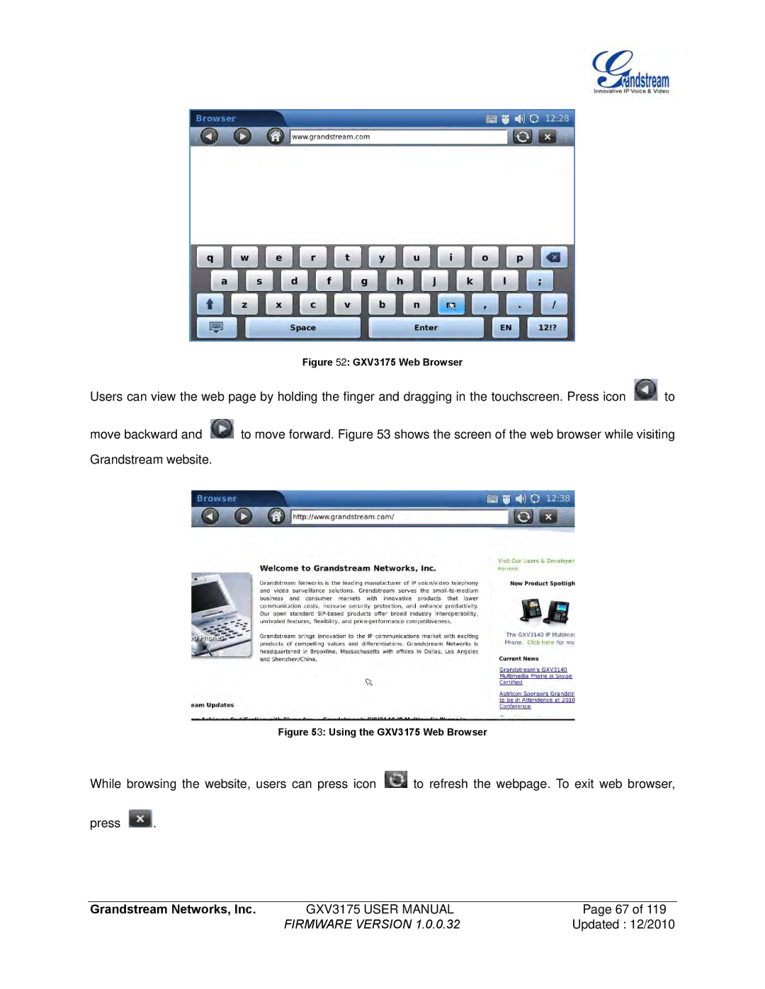 Grandstream Networks manual GXV3175 Web Browser 