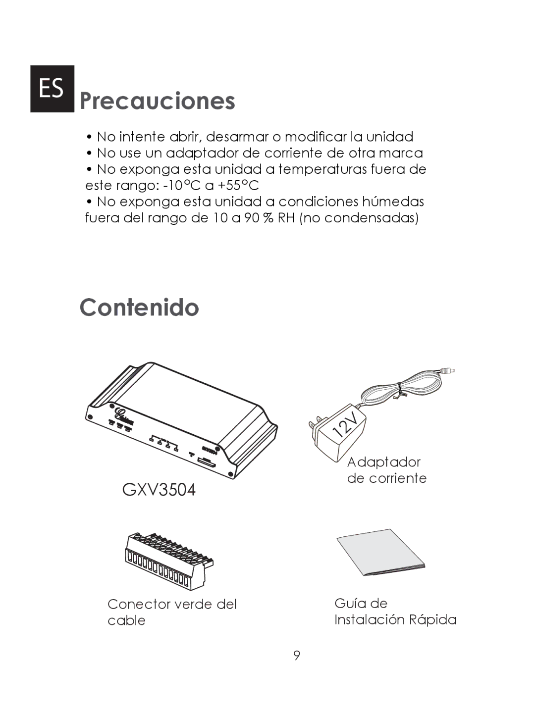 Grandstream Networks GXV3504 warranty Contenido 