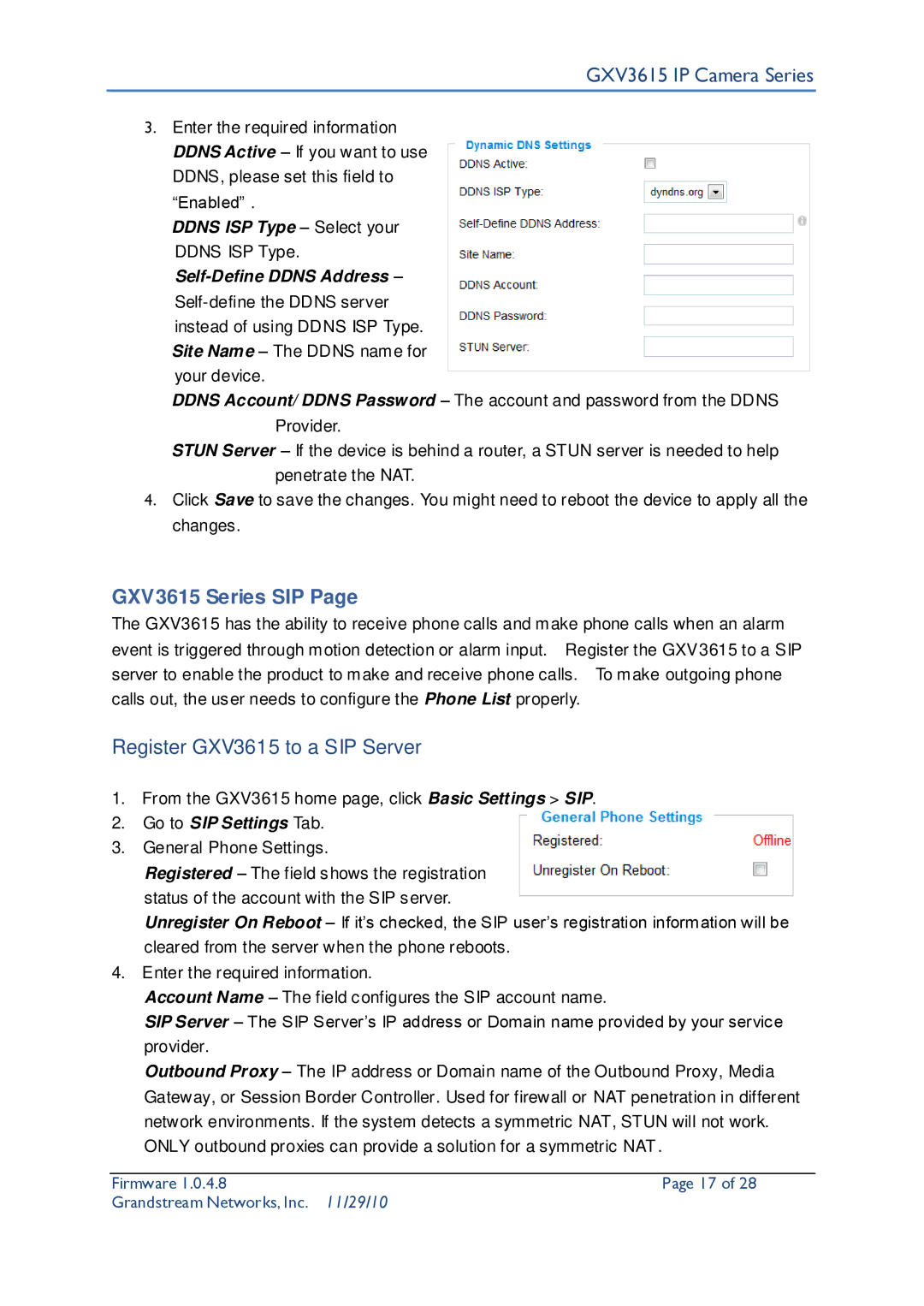 Grandstream Networks user manual GXV3615 Series SIP, Register GXV3615 to a SIP Server, Go to SIP Settings Tab 