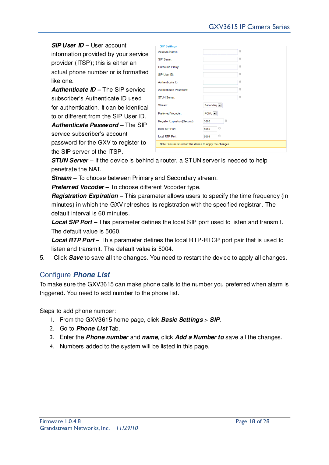 Grandstream Networks GXV3615 user manual Configure Phone List, Go to Phone List Tab 