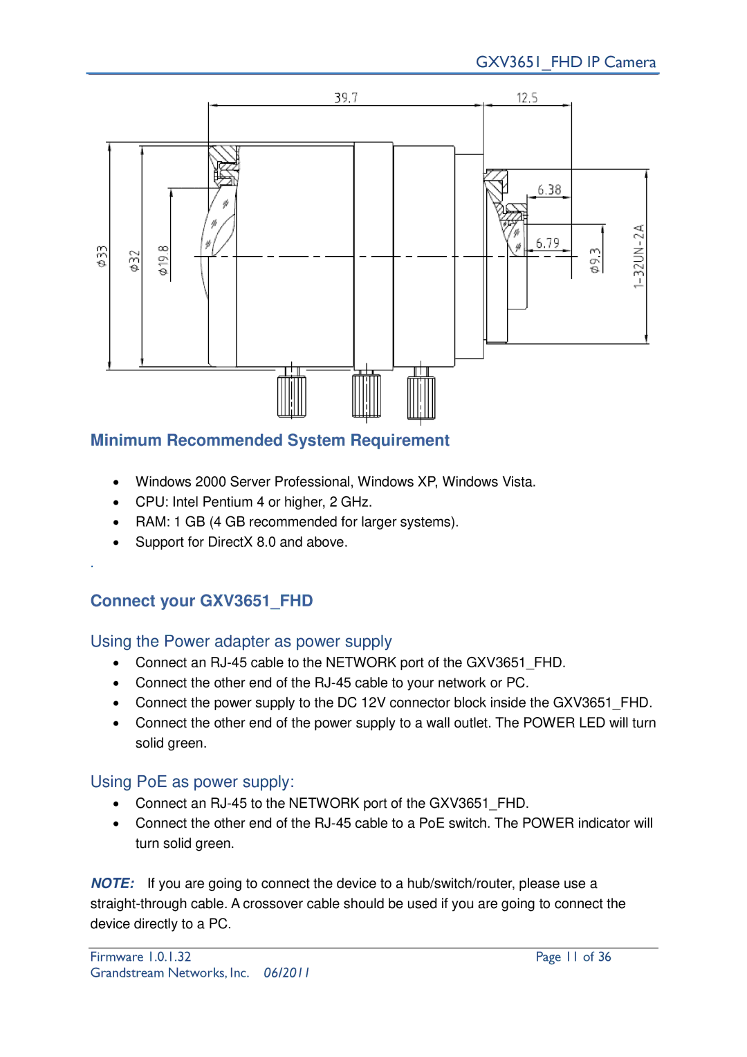 Grandstream Networks GXV3651_FHD user manual Minimum Recommended System Requirement, Connect your GXV3651FHD 