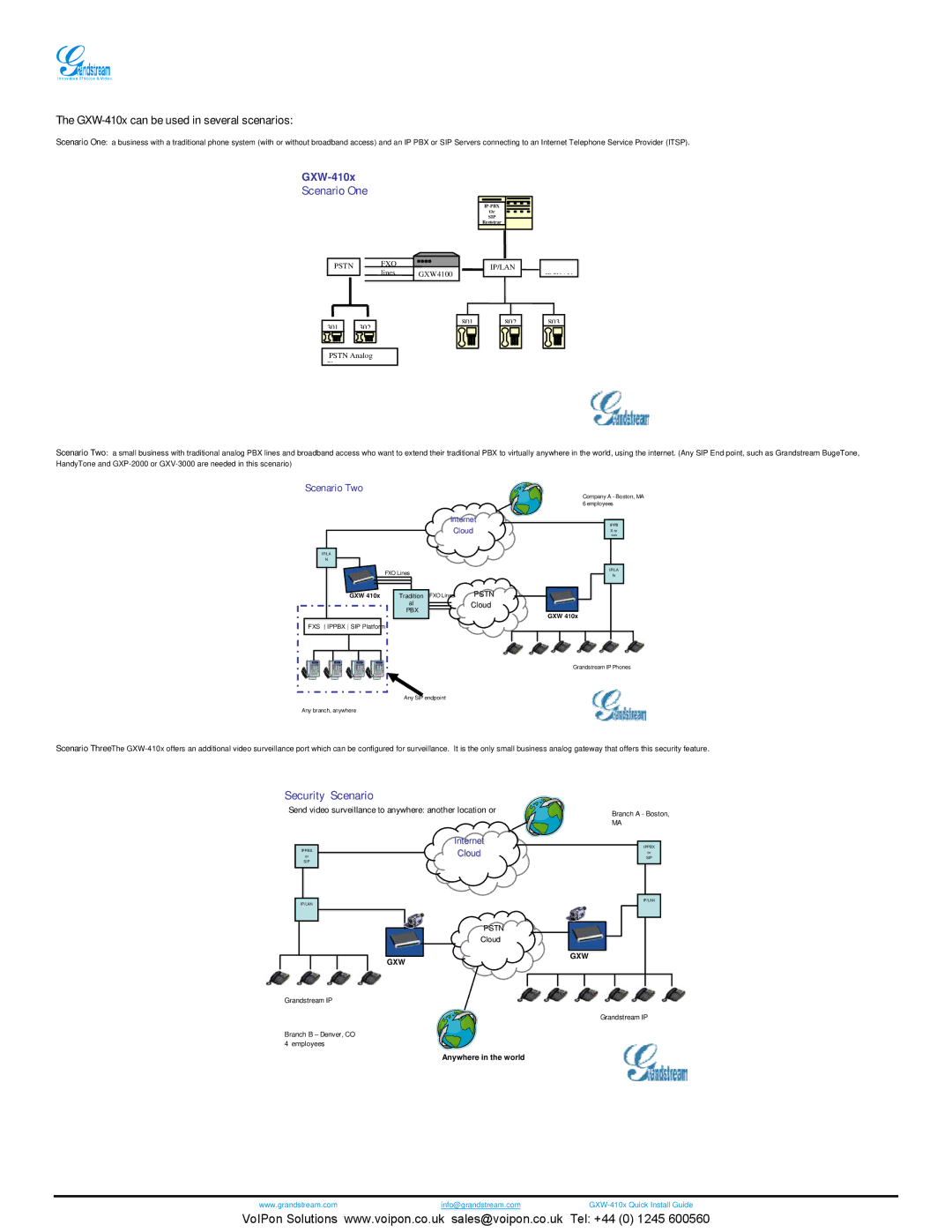 Grandstream Networks GXW4104, GXW4108 manual GXW-410x can be used in several scenarios, Scenario One 