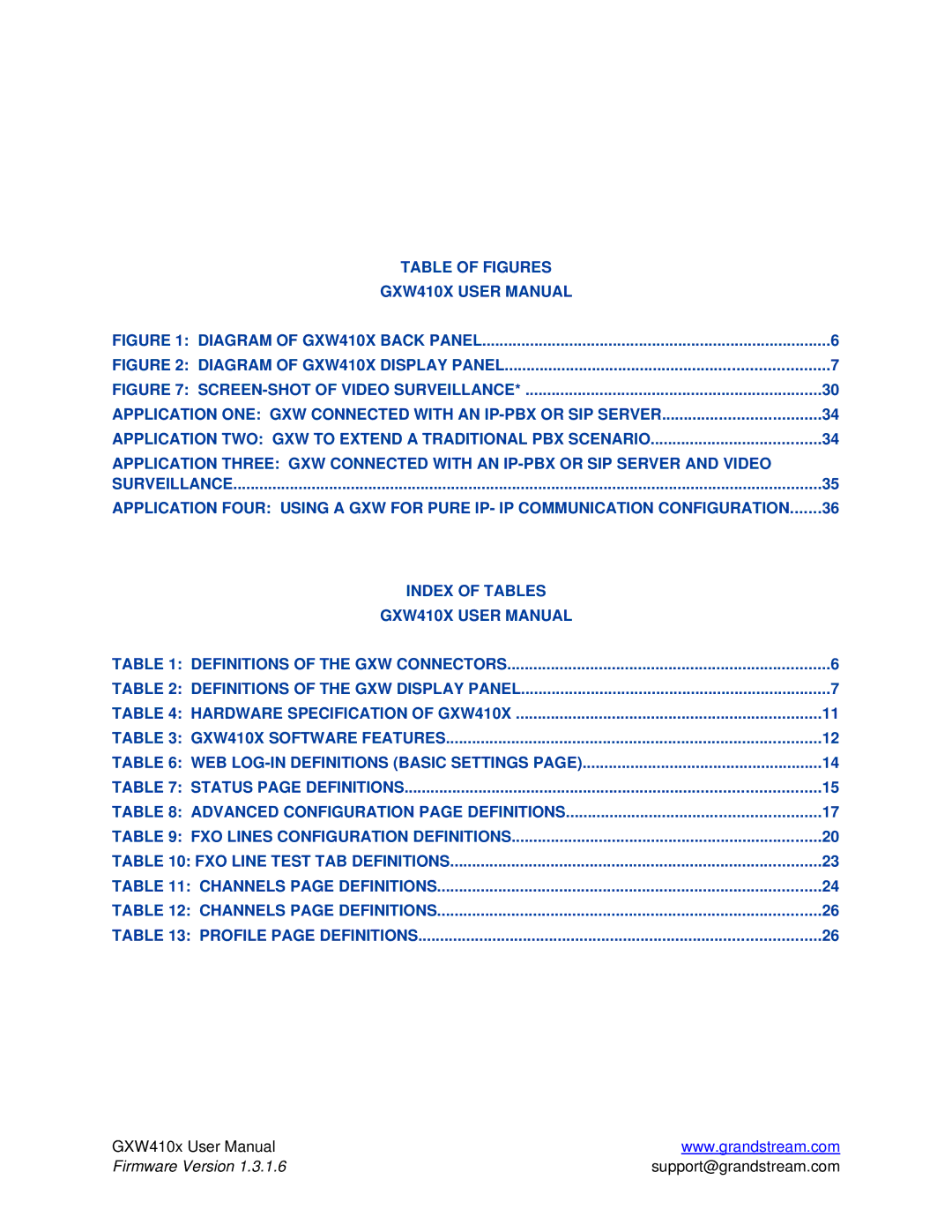 Grandstream Networks GXW410X user manual Table of Figures 