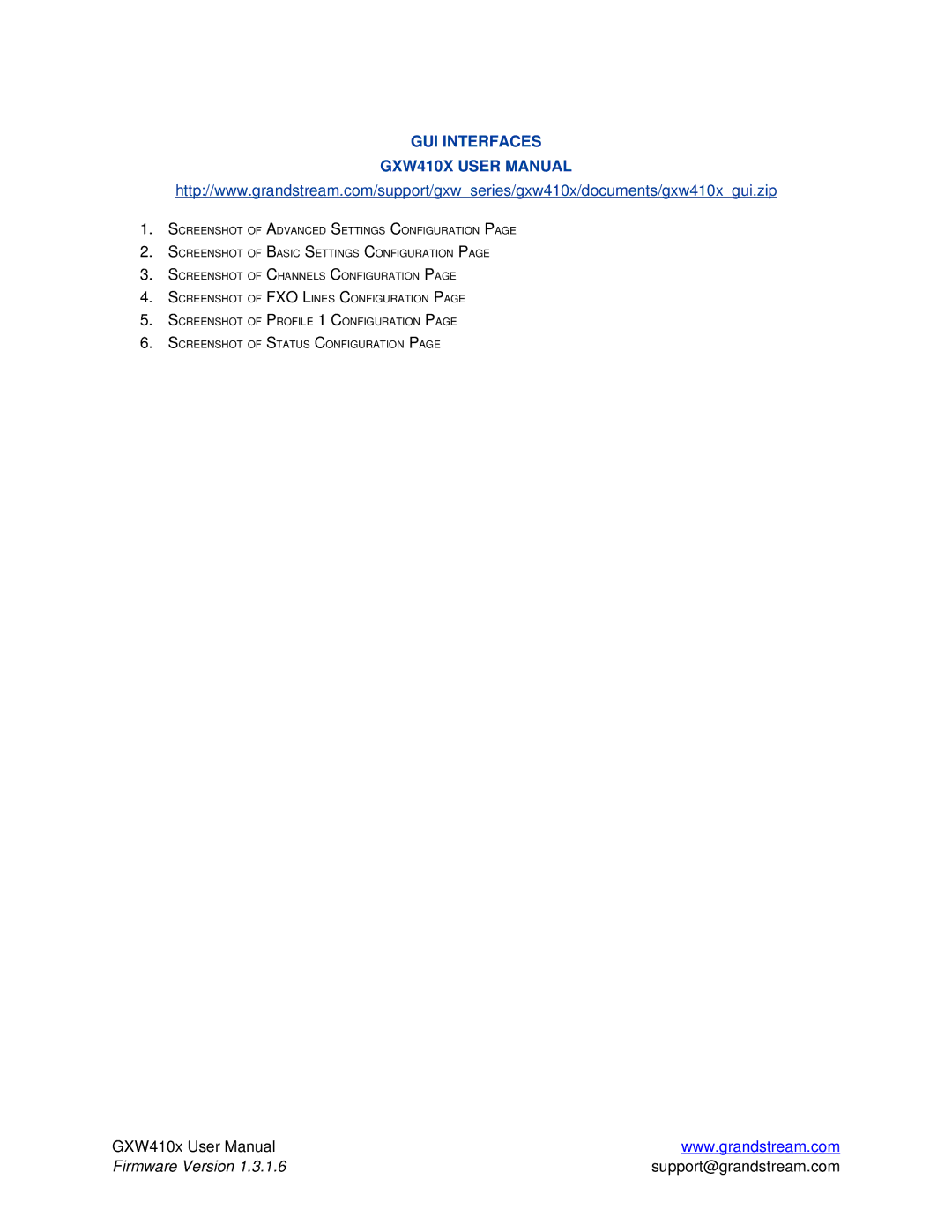 Grandstream Networks GXW410X user manual GUI Interfaces 