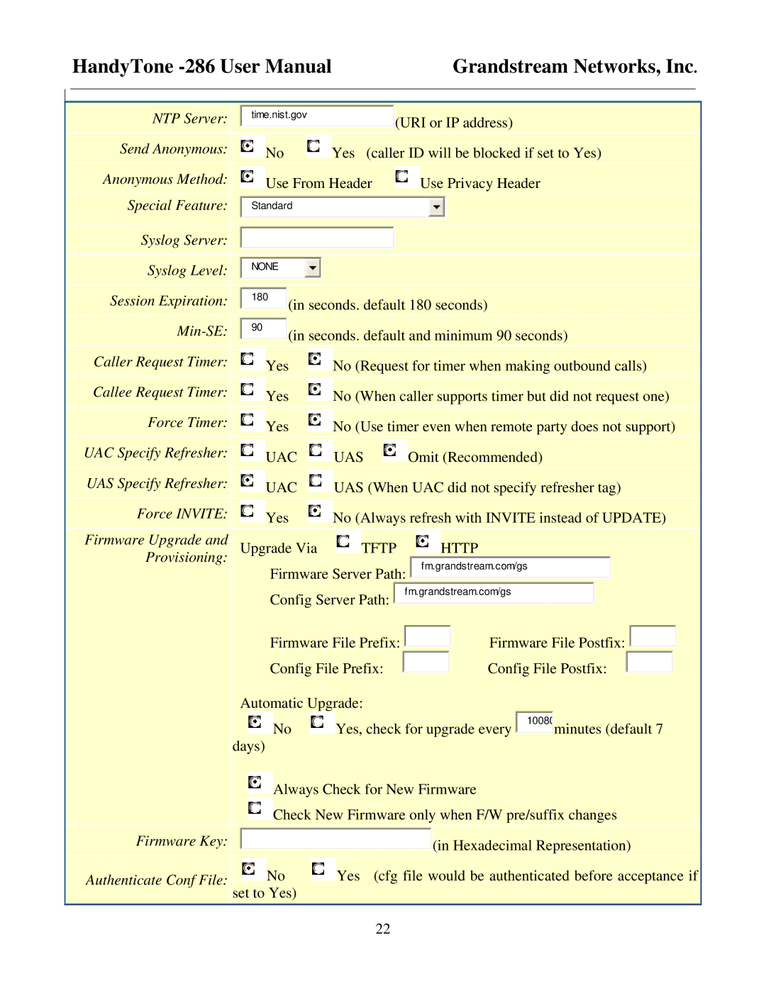 Grandstream Networks HandyTone-286 user manual Uac Uas 