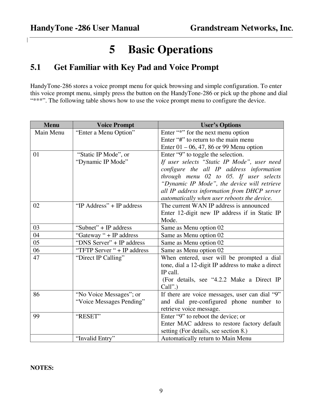 Grandstream Networks HandyTone-286 user manual Basic Operations, Get Familiar with Key Pad and Voice Prompt 