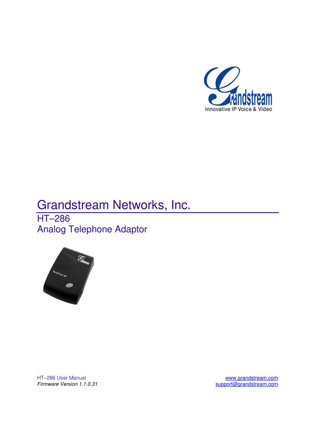 Grandstream Networks HT-286 user manual Grandstream Networks, Inc 