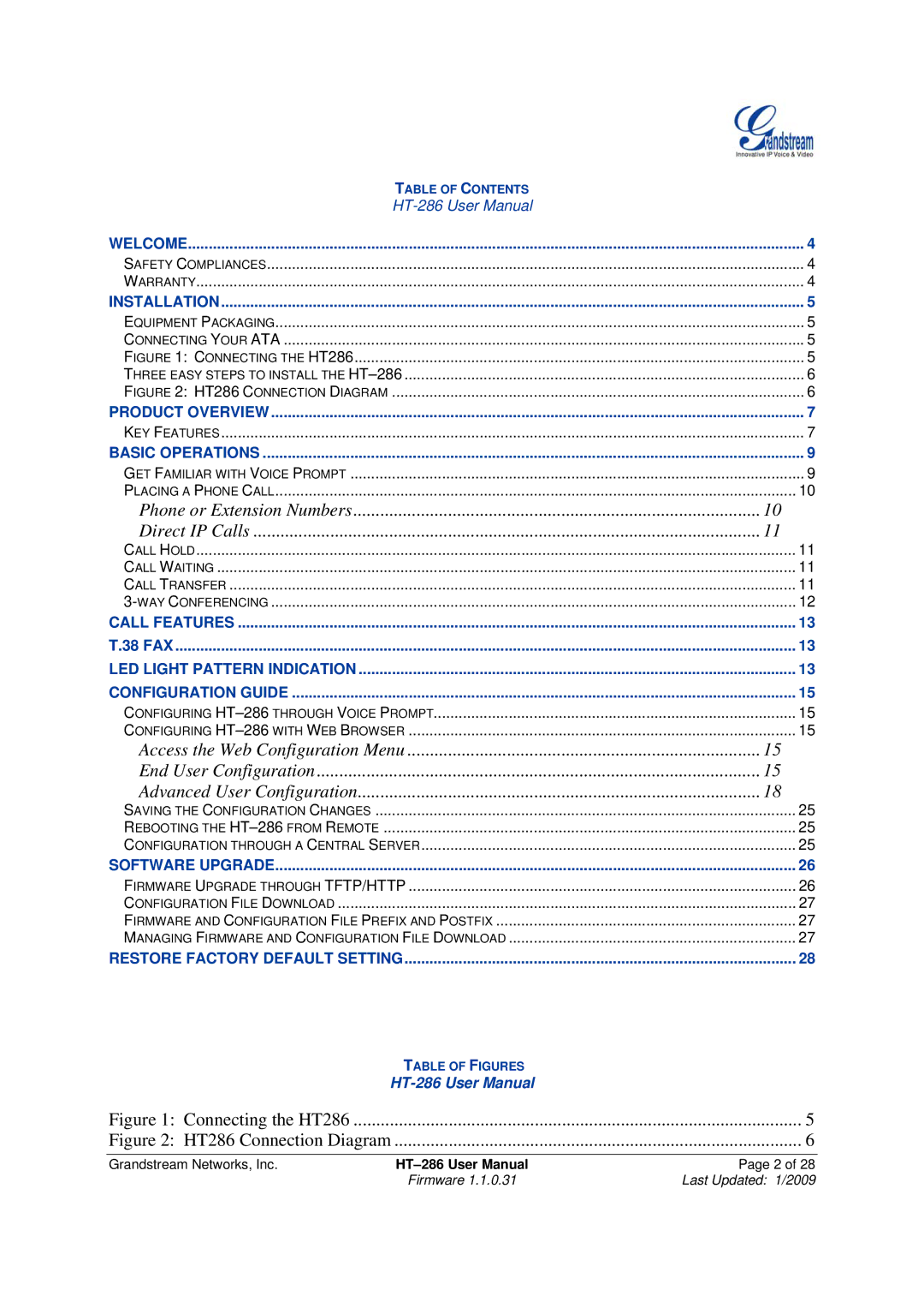 Grandstream Networks HT-286 user manual Connecting the HT286 