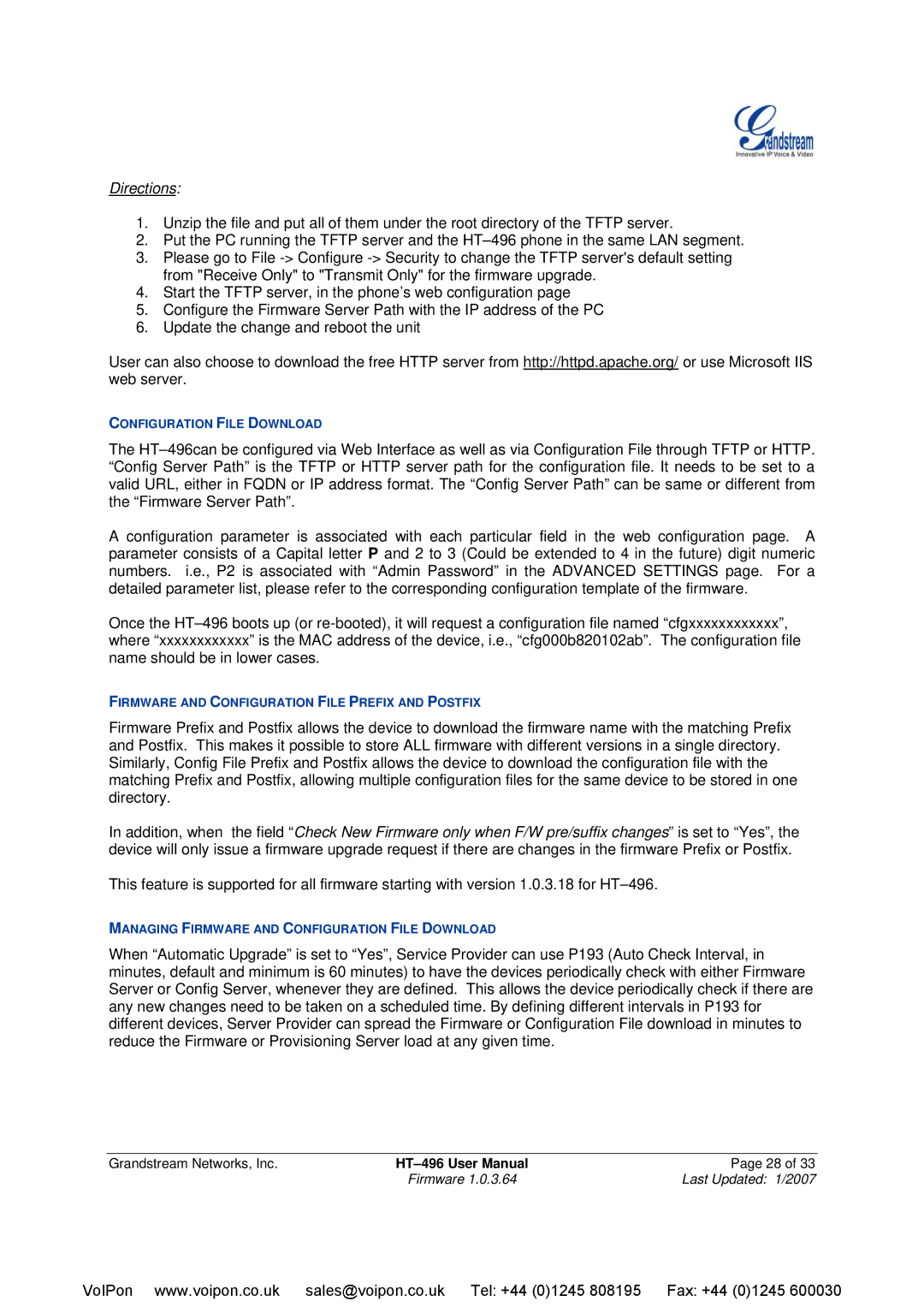 Grandstream Networks HT-496 user manual Directions 