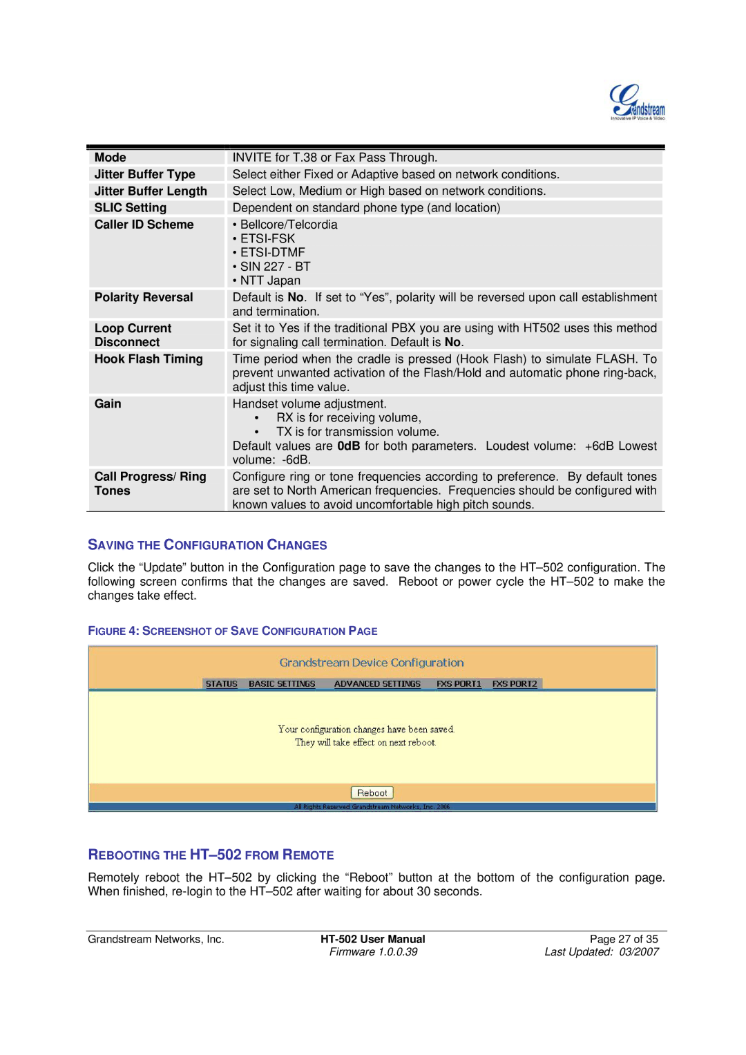 Grandstream Networks HT-502 user manual Etsi-Fsk Etsi-Dtmf 