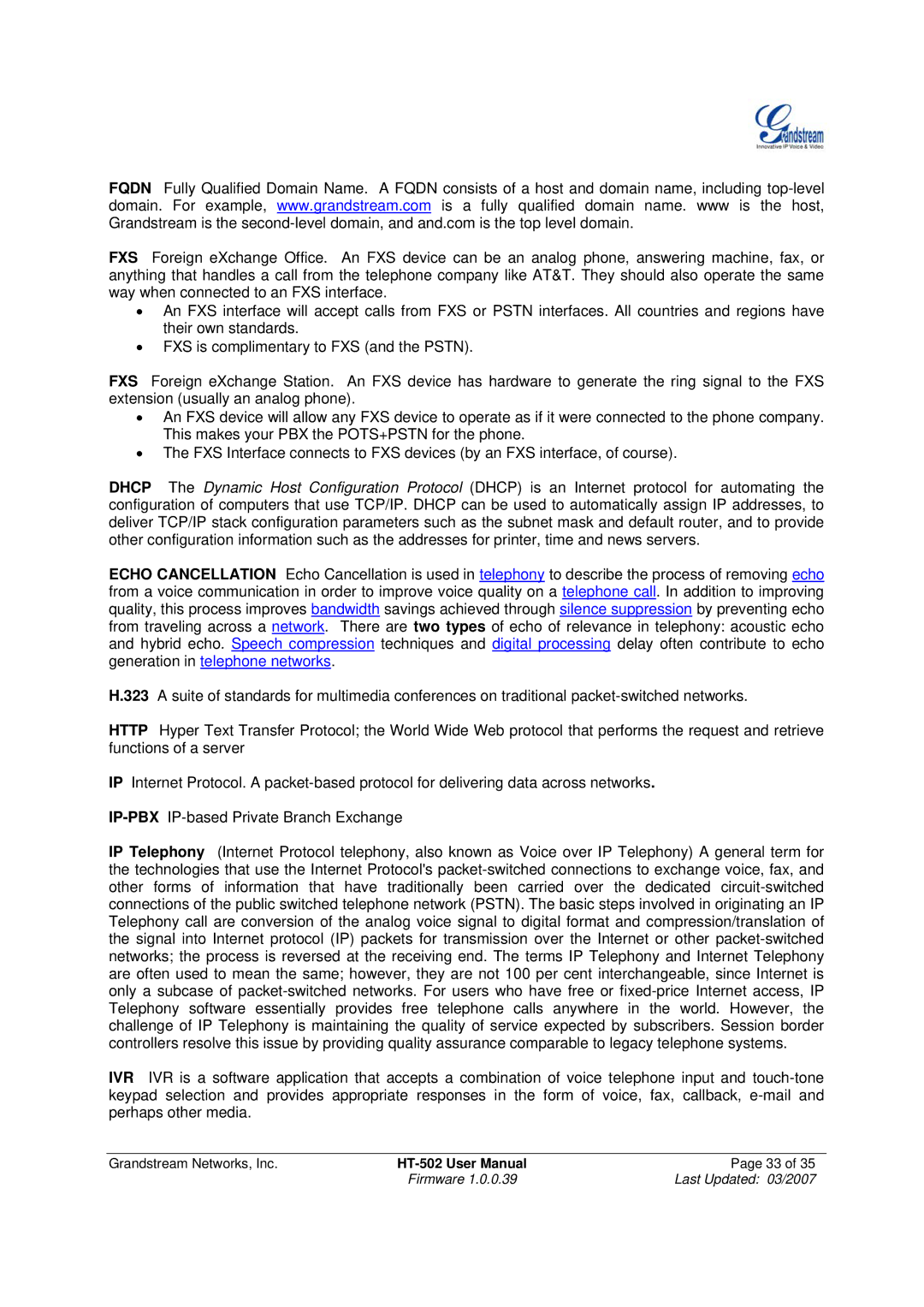 Grandstream Networks HT-502 user manual Grandstream Networks, Inc 