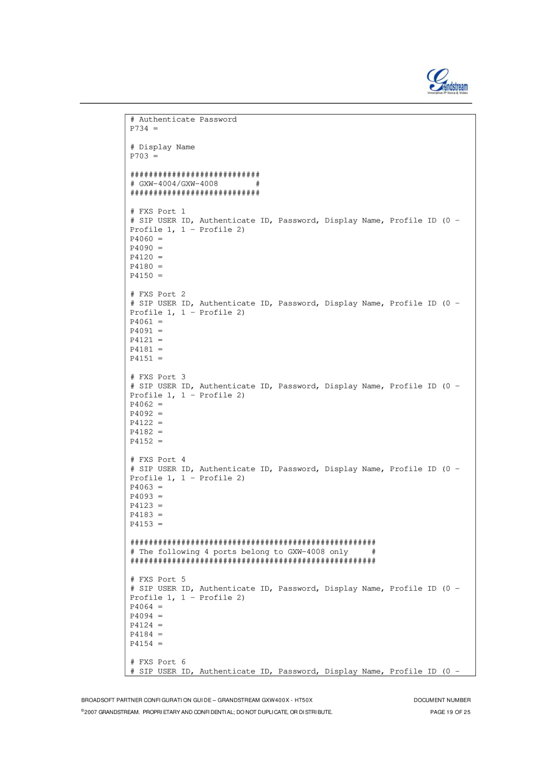 Grandstream Networks GXW-400X FXS, HT-50X manual Document Number 