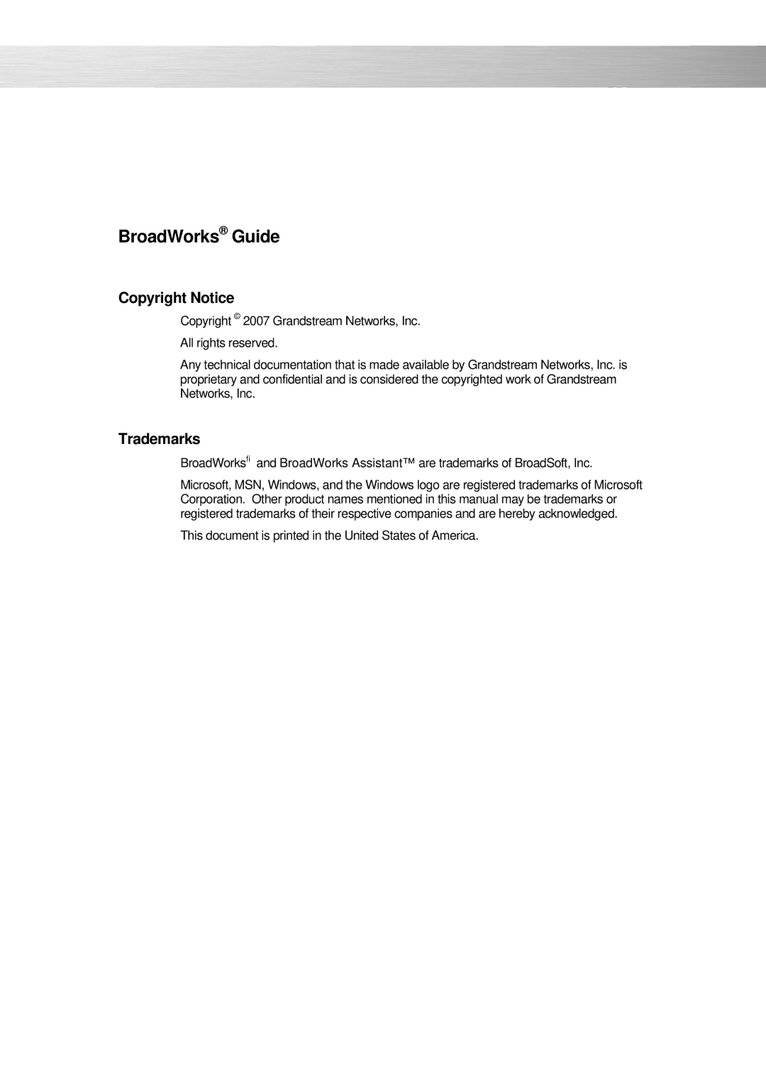 Grandstream Networks HT-50X, GXW-400X FXS manual Copyright Notice, Trademarks 