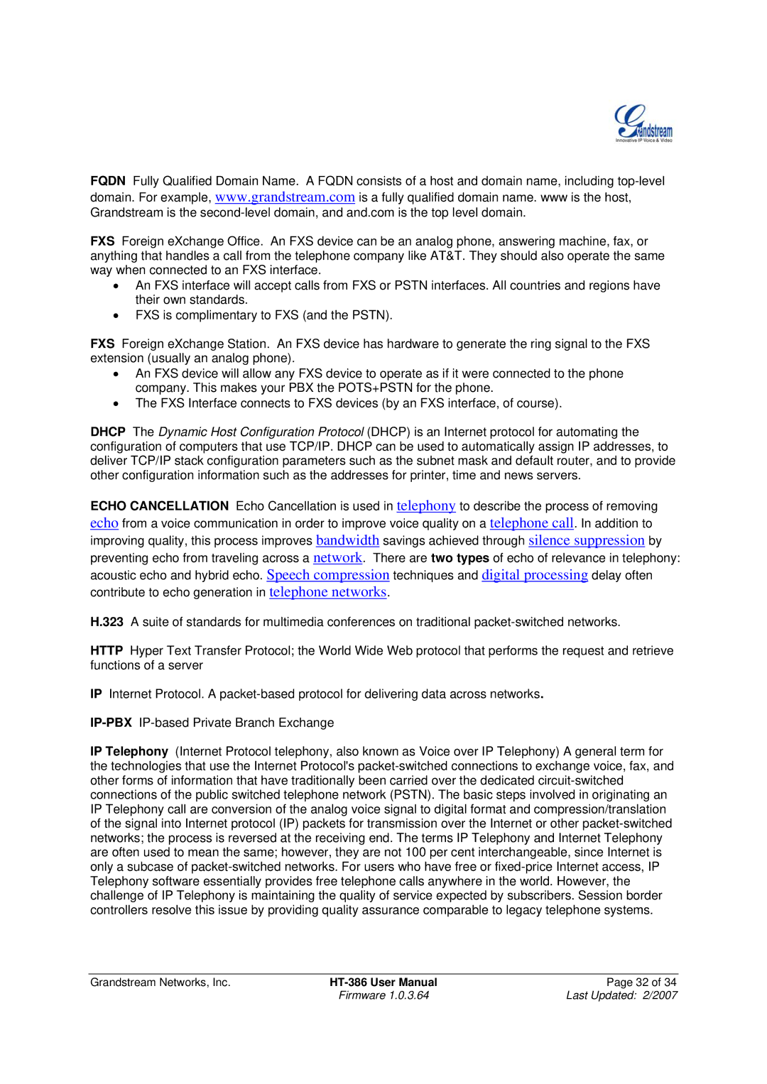 Grandstream Networks HT386 user manual Grandstream Networks, Inc 