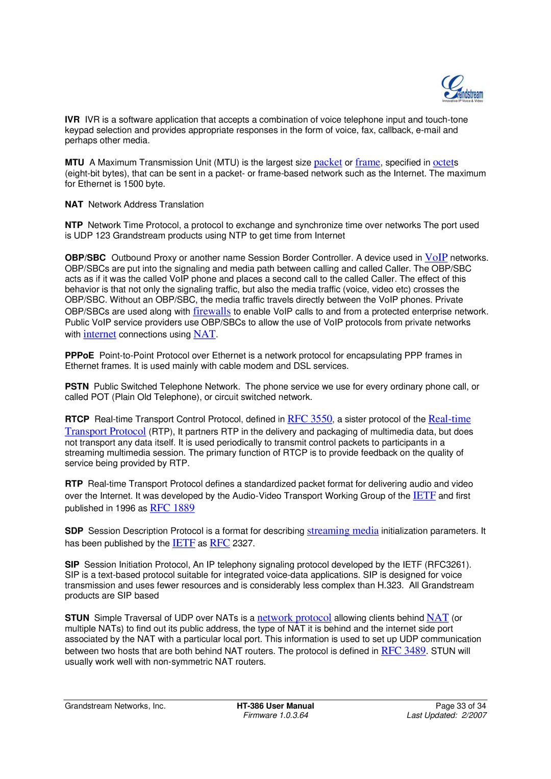 Grandstream Networks HT386 user manual Grandstream Networks, Inc 