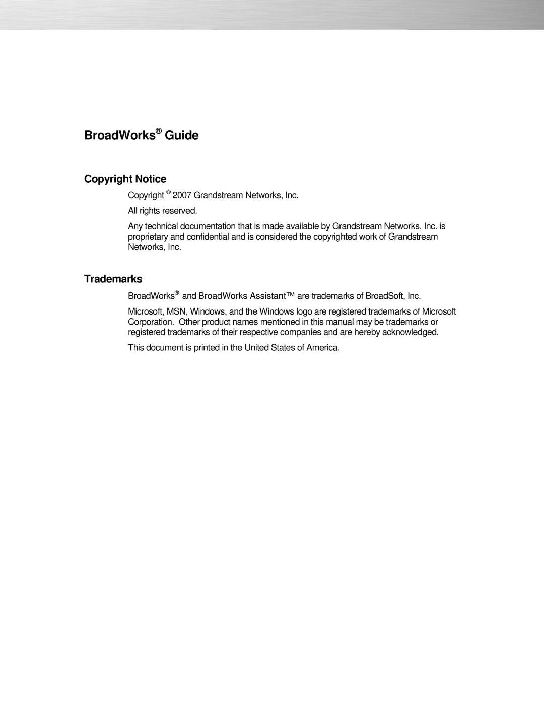 Grandstream Networks HT486, HT496, HT386, HT286, HT488 manual Copyright Notice, Trademarks 