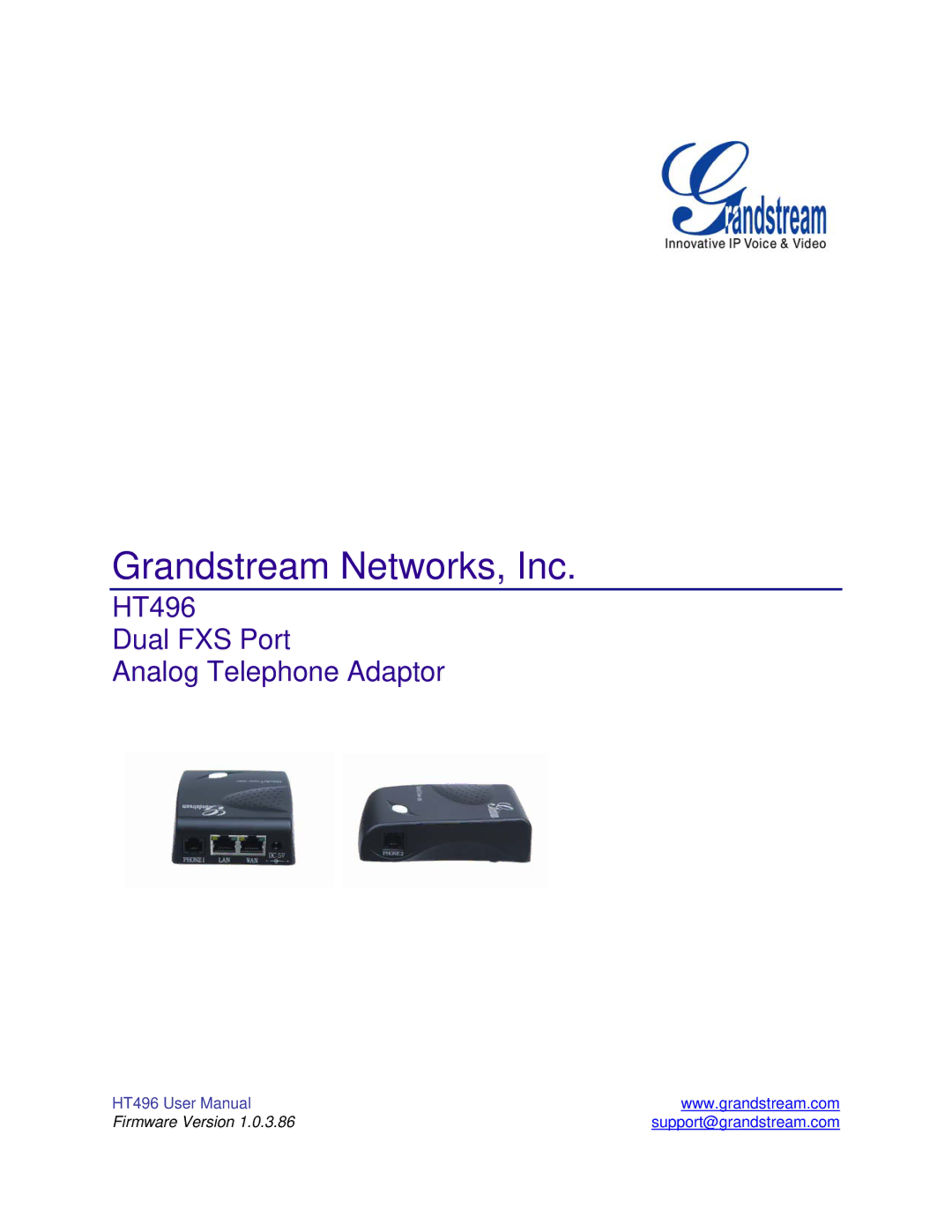 Grandstream Networks HT496 user manual Grandstream Networks, Inc 