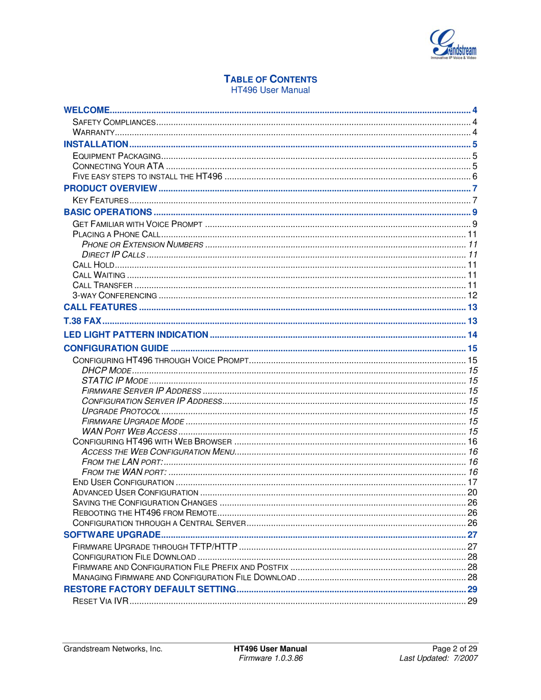 Grandstream Networks HT496 user manual Onfiguration Through a C Entral S Erver 