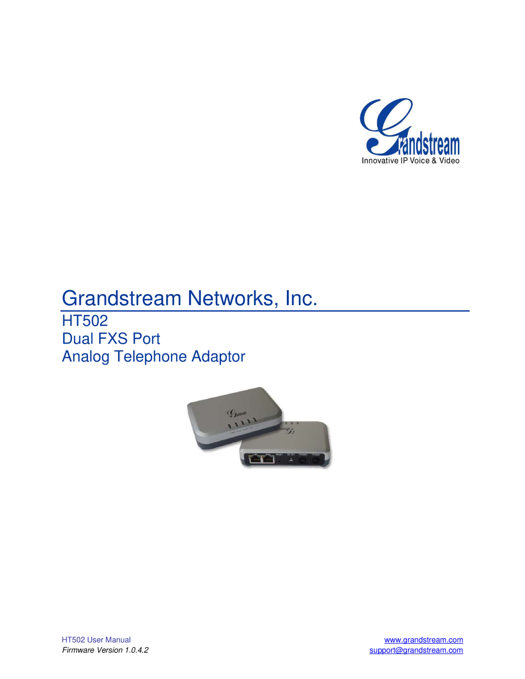 Grandstream Networks HT502 user manual Grandstream Networks, Inc 