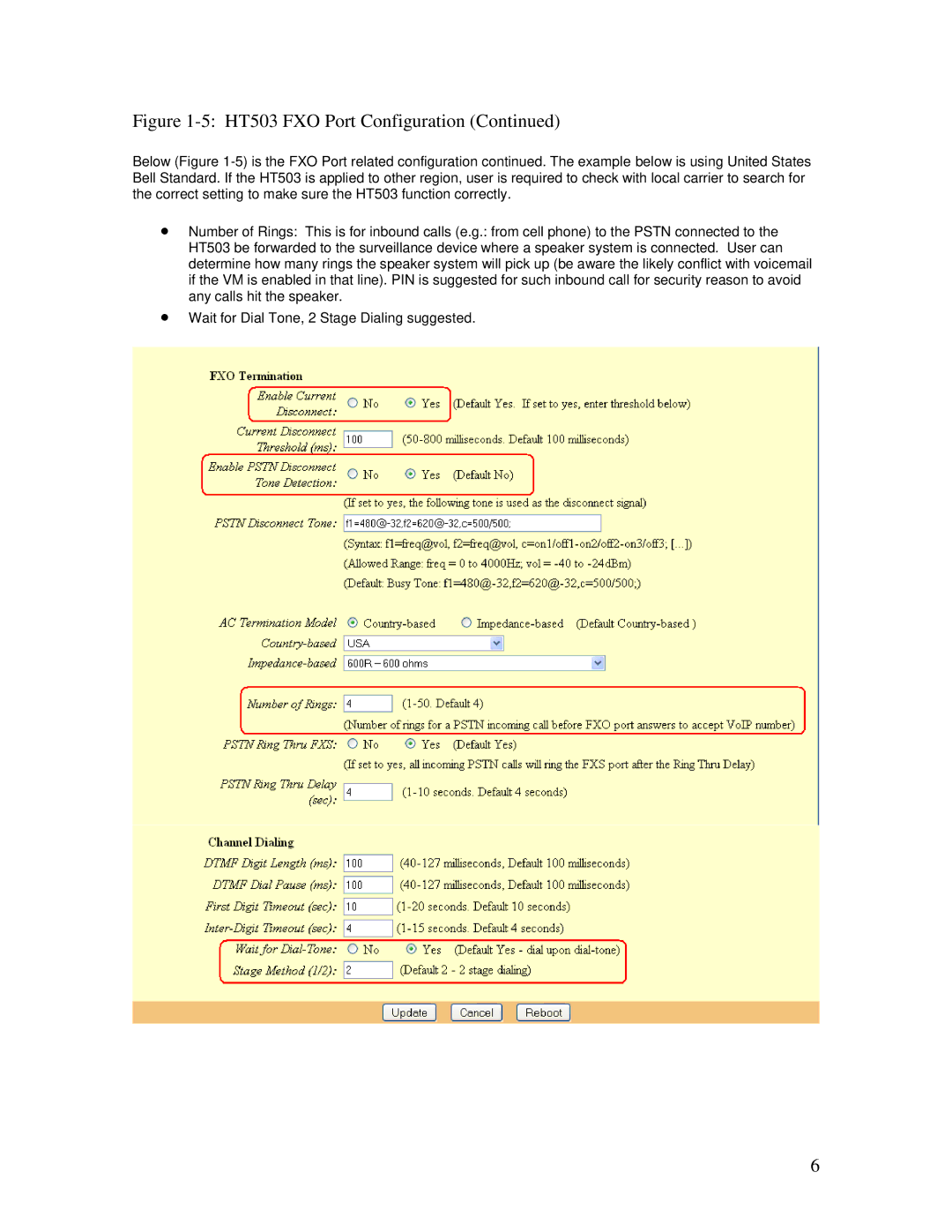 Grandstream Networks manual HT503 FXO Port Configuration 