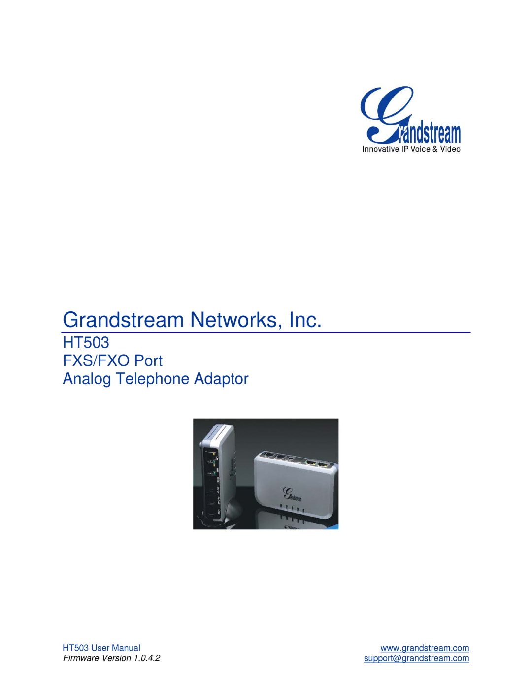 Grandstream Networks HT503 user manual Grandstream Networks, Inc 