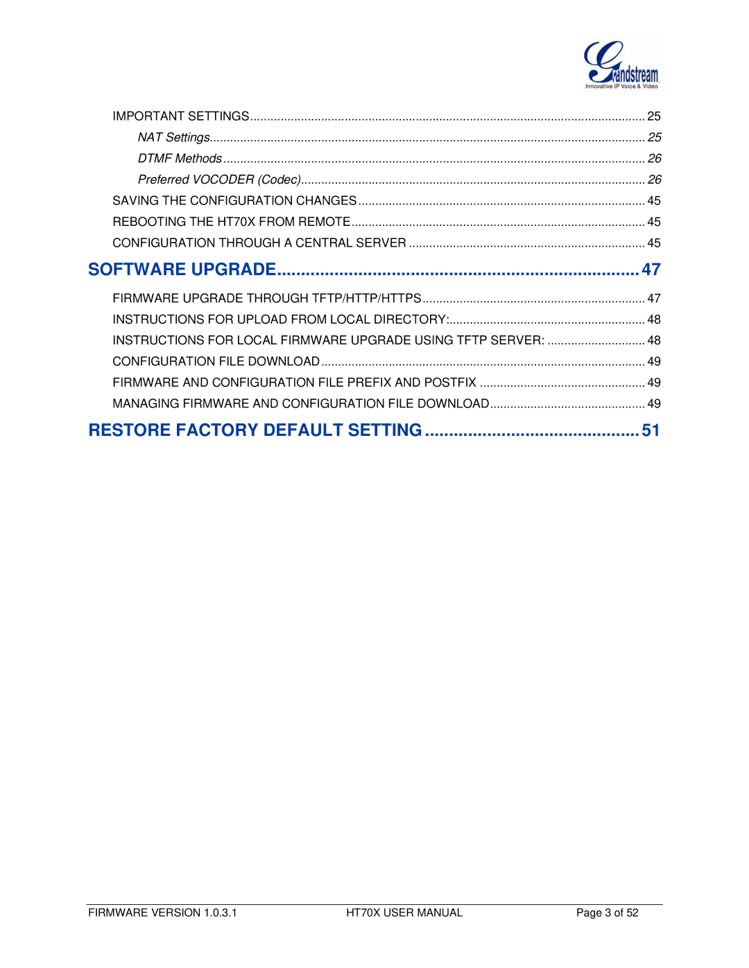 Grandstream Networks HT702, HT704 user manual Software Upgrade 