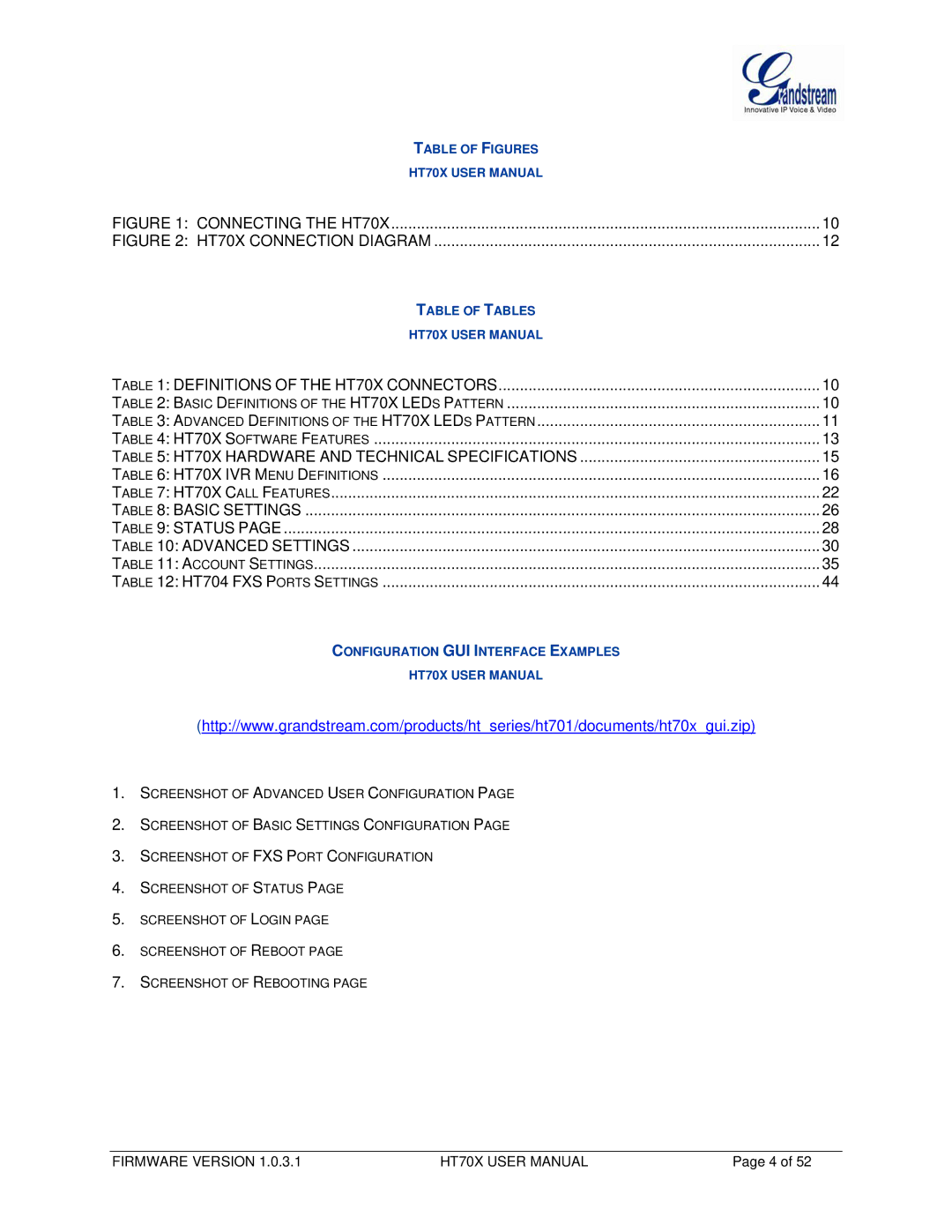 Grandstream Networks HT704, HT702 user manual HT70X Connection Diagram 