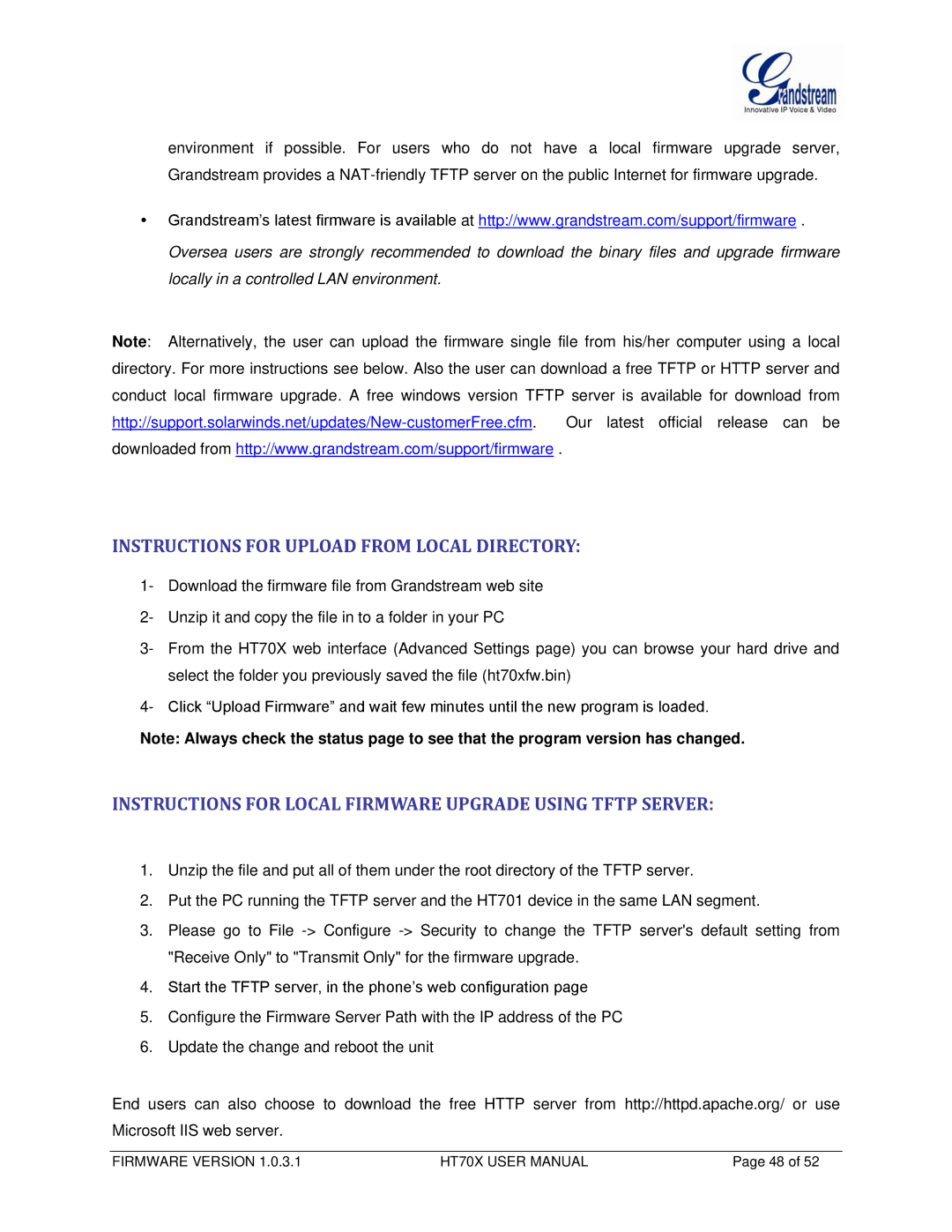 Grandstream Networks HT704, HT702 user manual Instructions for Upload from Local Directory 