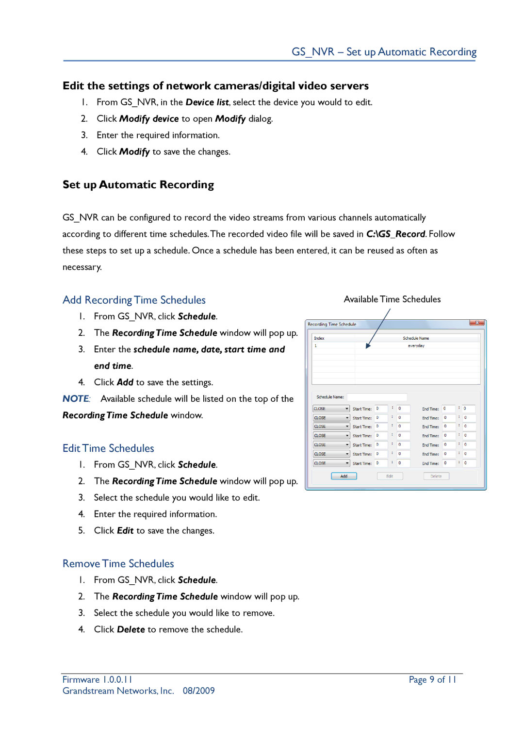 Grandstream Networks Security Camera user manual Edit the settings of network cameras/digital video servers 