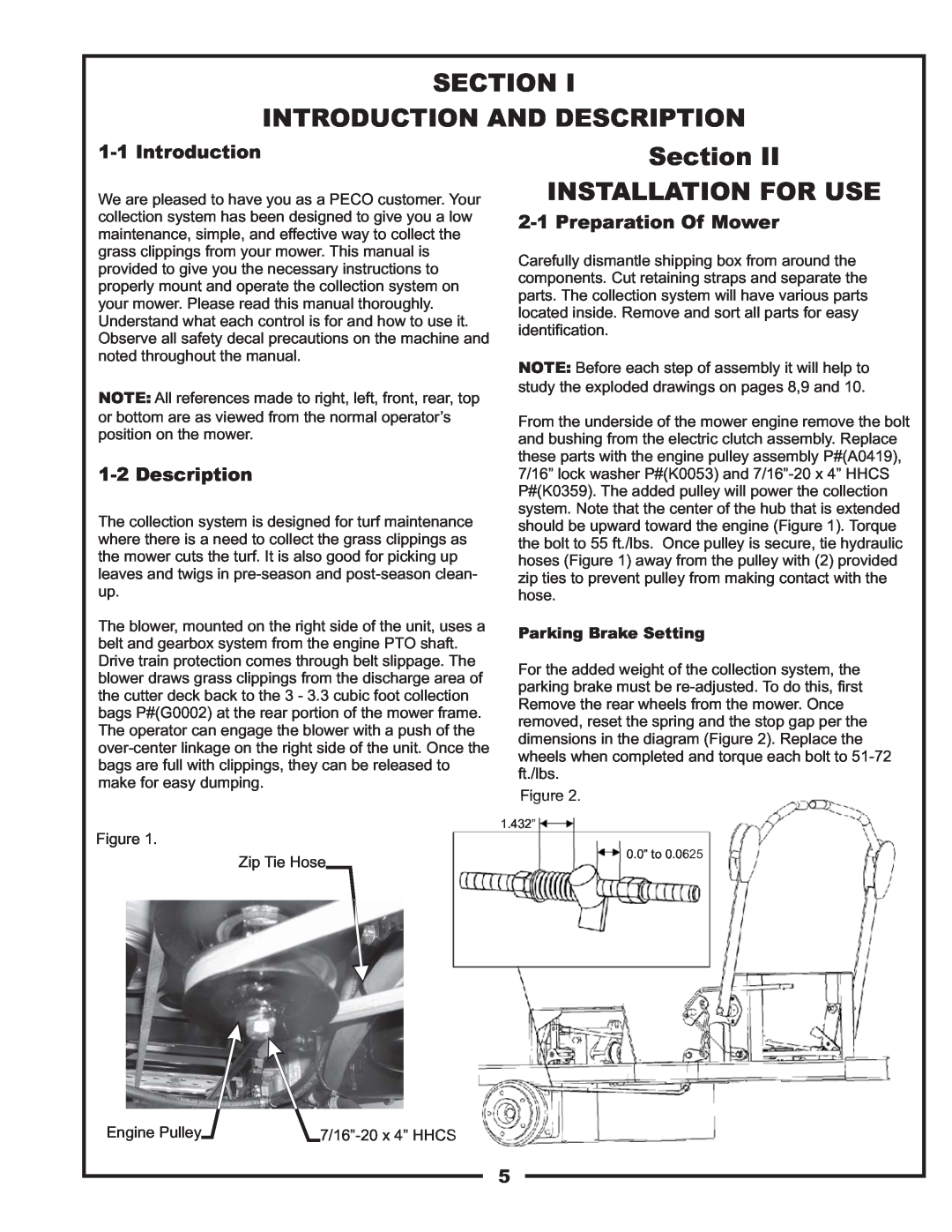 Gravely 12031301, 12031302 manual Section Introduction And Description, Section INSTALLATION FOR USE, Preparation Of Mower 