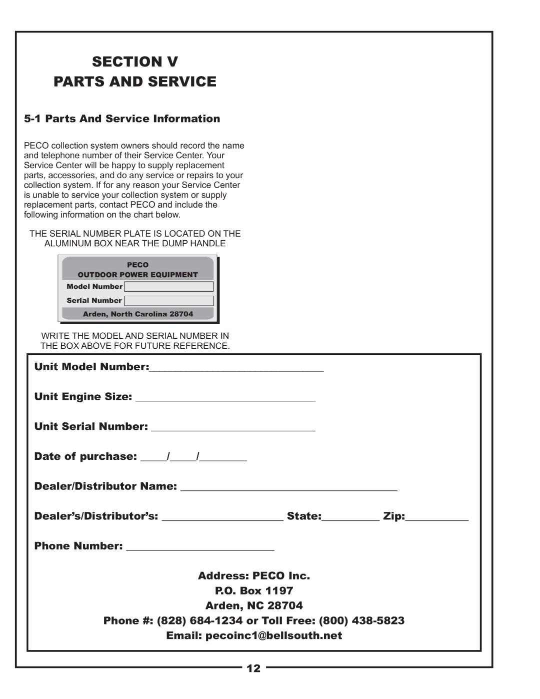 Gravely 12621209-12 manual Section Parts and Service, Parts And Service Information 