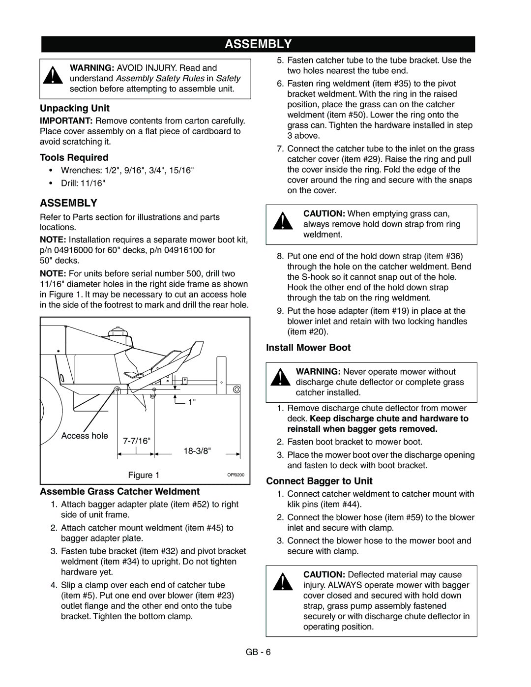 Gravely 890015* manual Assembly 