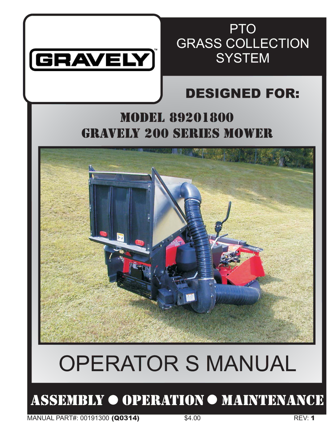 Gravely 89201800 manual Operator S Manual 