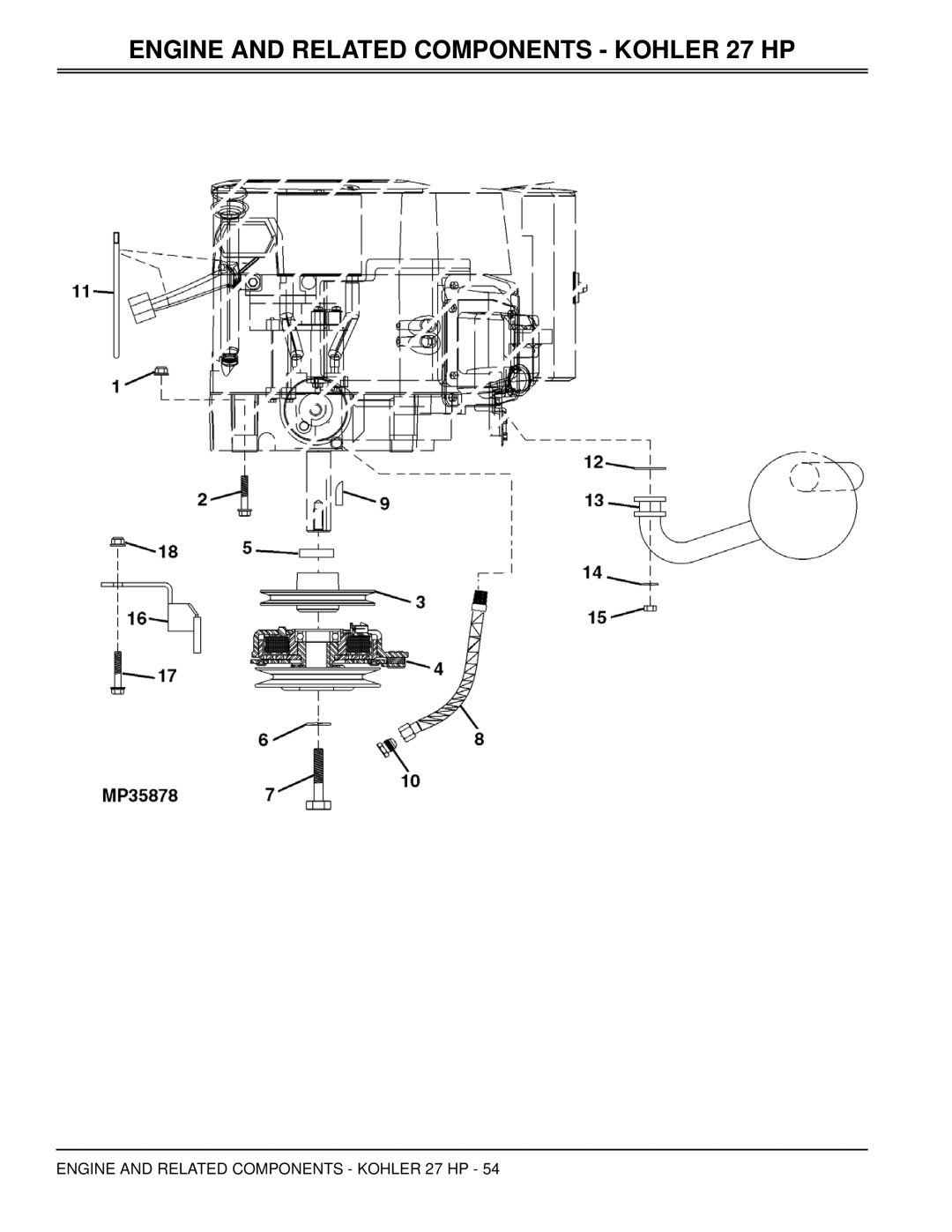 Great Dane GBKH2761S, GBKW2552S, GBKH2752S, GBKW2561S manual Engine and Related Components Kohler 27 HP 