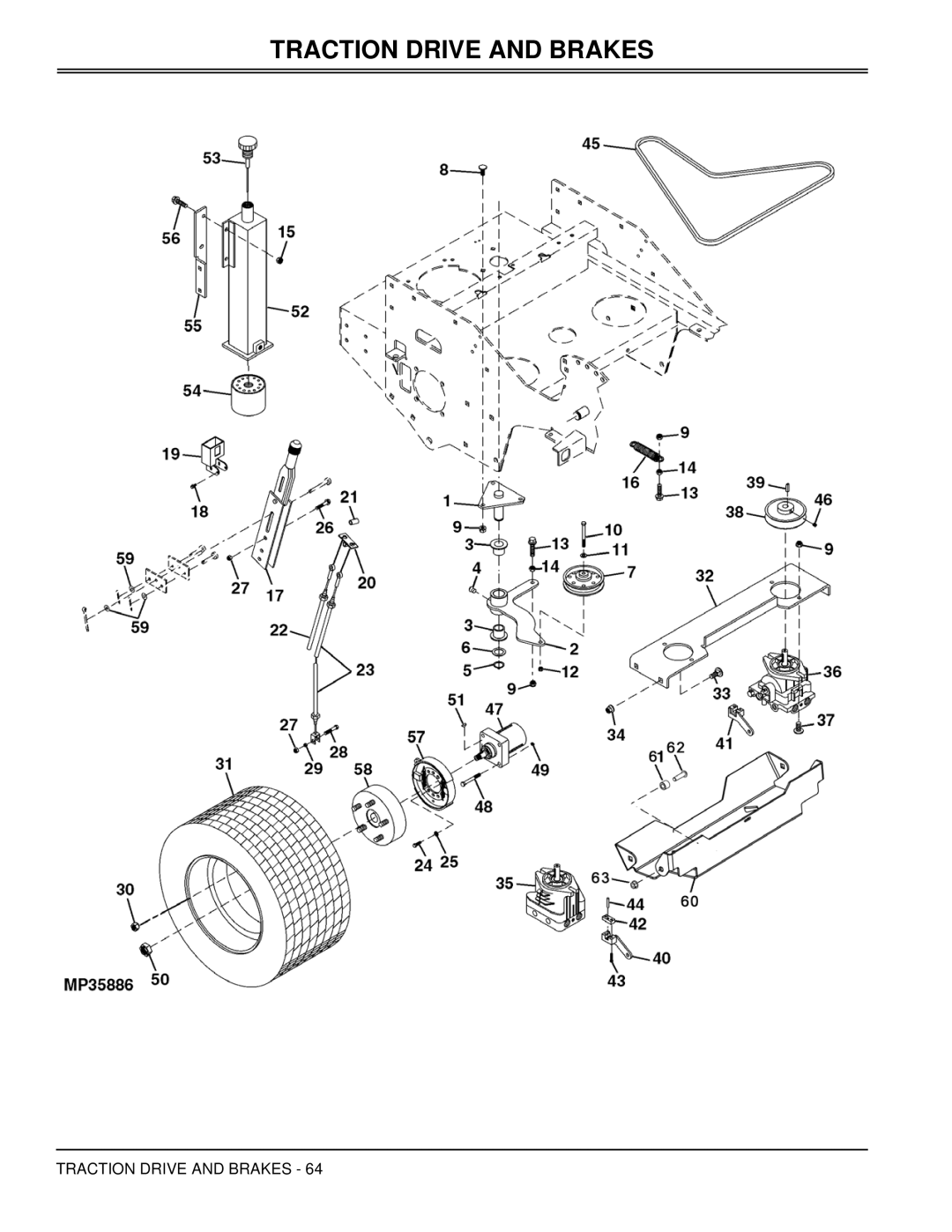 Great Dane GBKH2752S, GBKH2761S, GBKW2552S, GBKW2561S manual Traction Drive and Brakes 