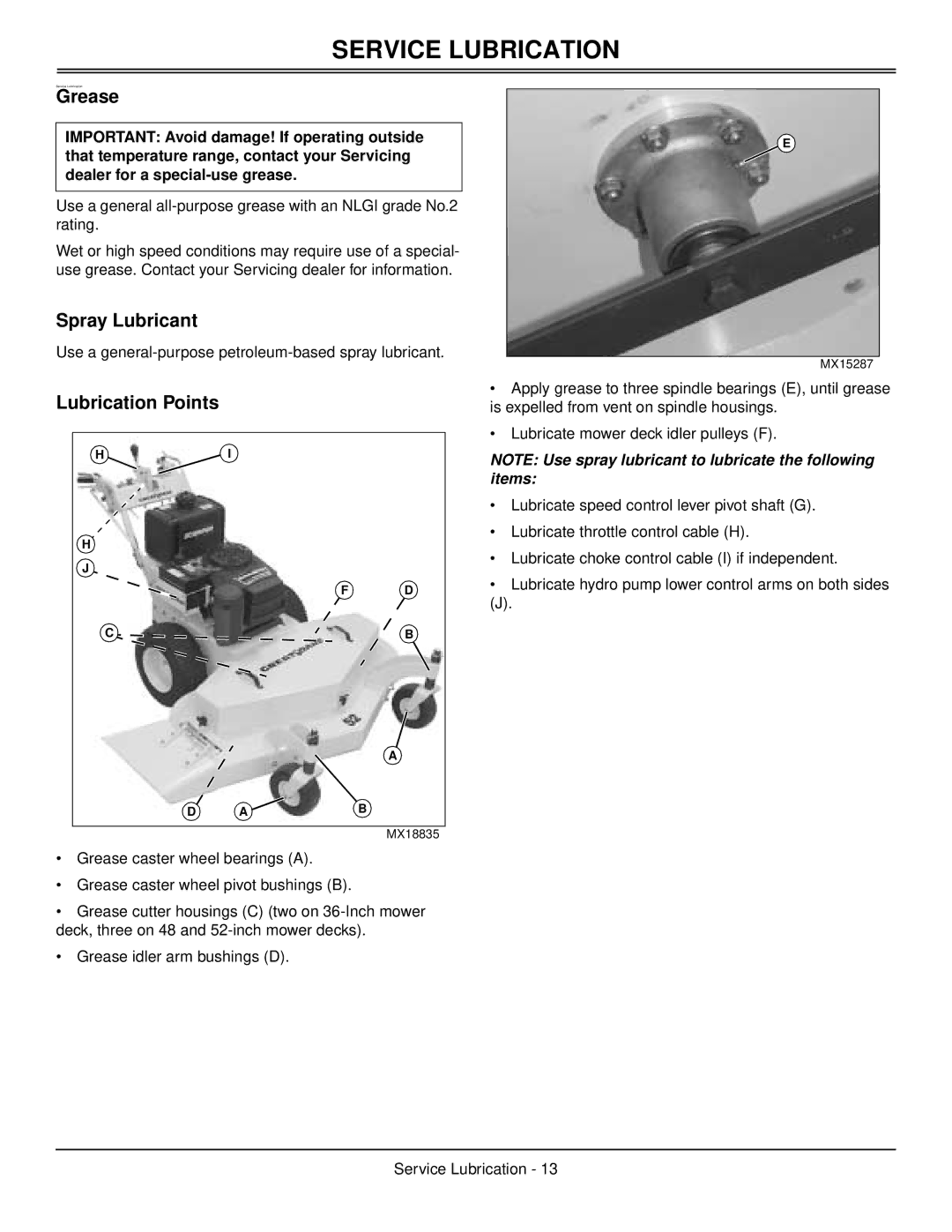 Great Dane GDB10030, GDB10025, GDB10027, GDB10028, GDB10026 Service Lubrication, Grease, Spray Lubricant, Lubrication Points 