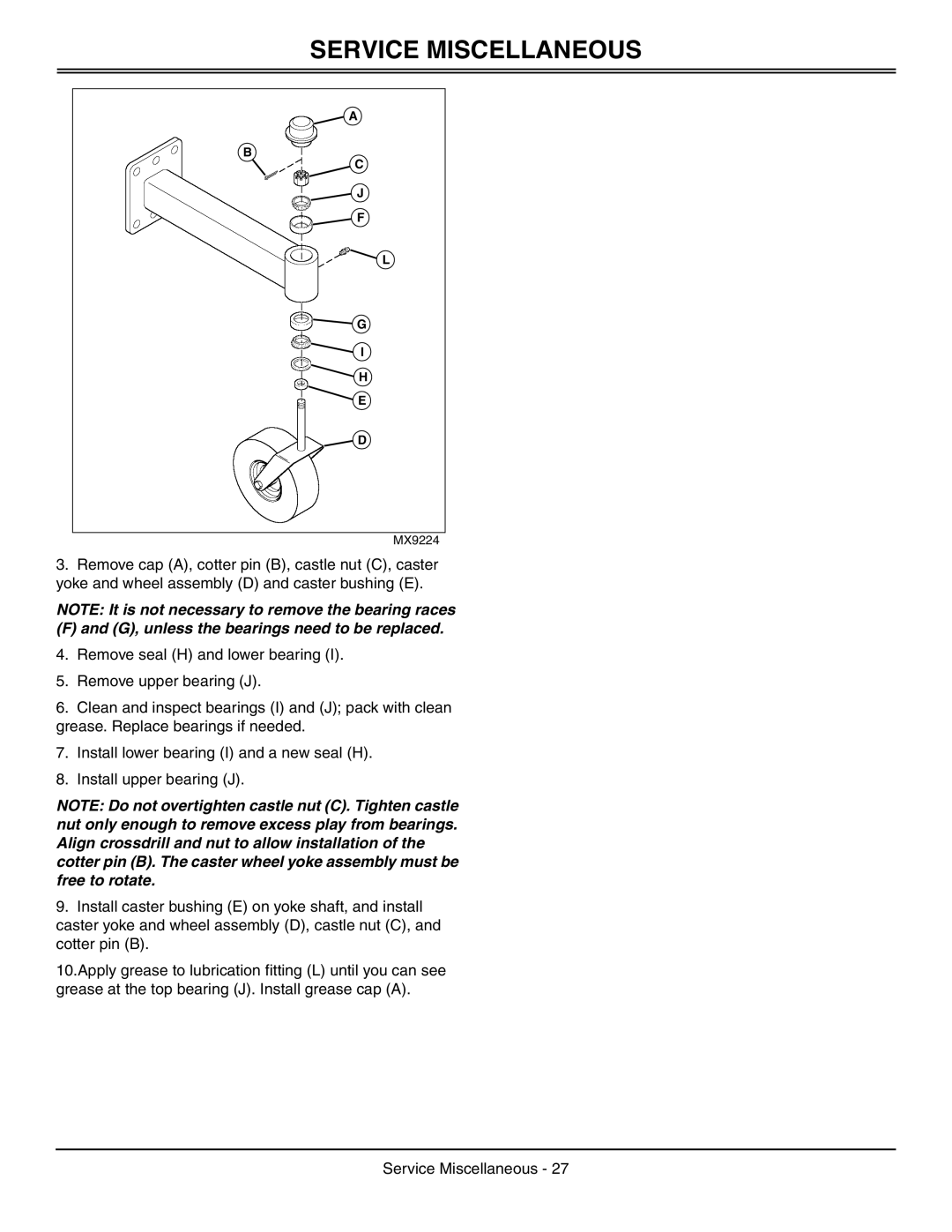 Great Dane GDRZ25KHE, GDRZ26KHE, GDRZ25KAE manual G, unless the bearings need to be replaced 