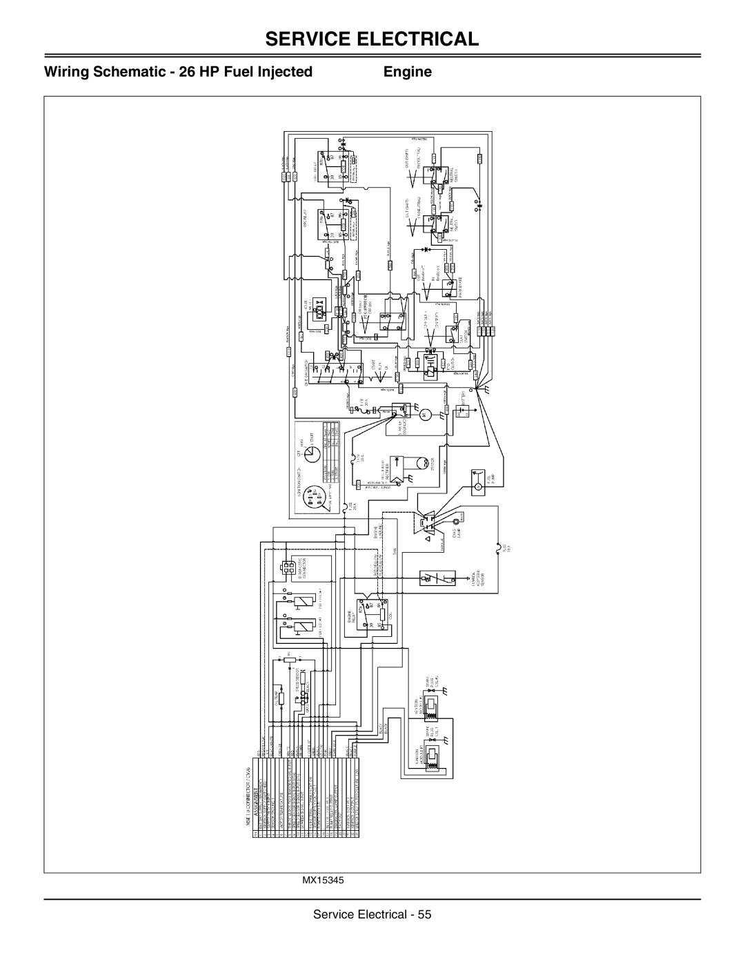 Great Dane GDRZ48-19KAE, GDRZ72-27KHE, GDRZ61-25KAE, GDRZ61-28KHE, GDRZ61-26KHE Wiring Schematic 26 HP Fuel Injected Engine 