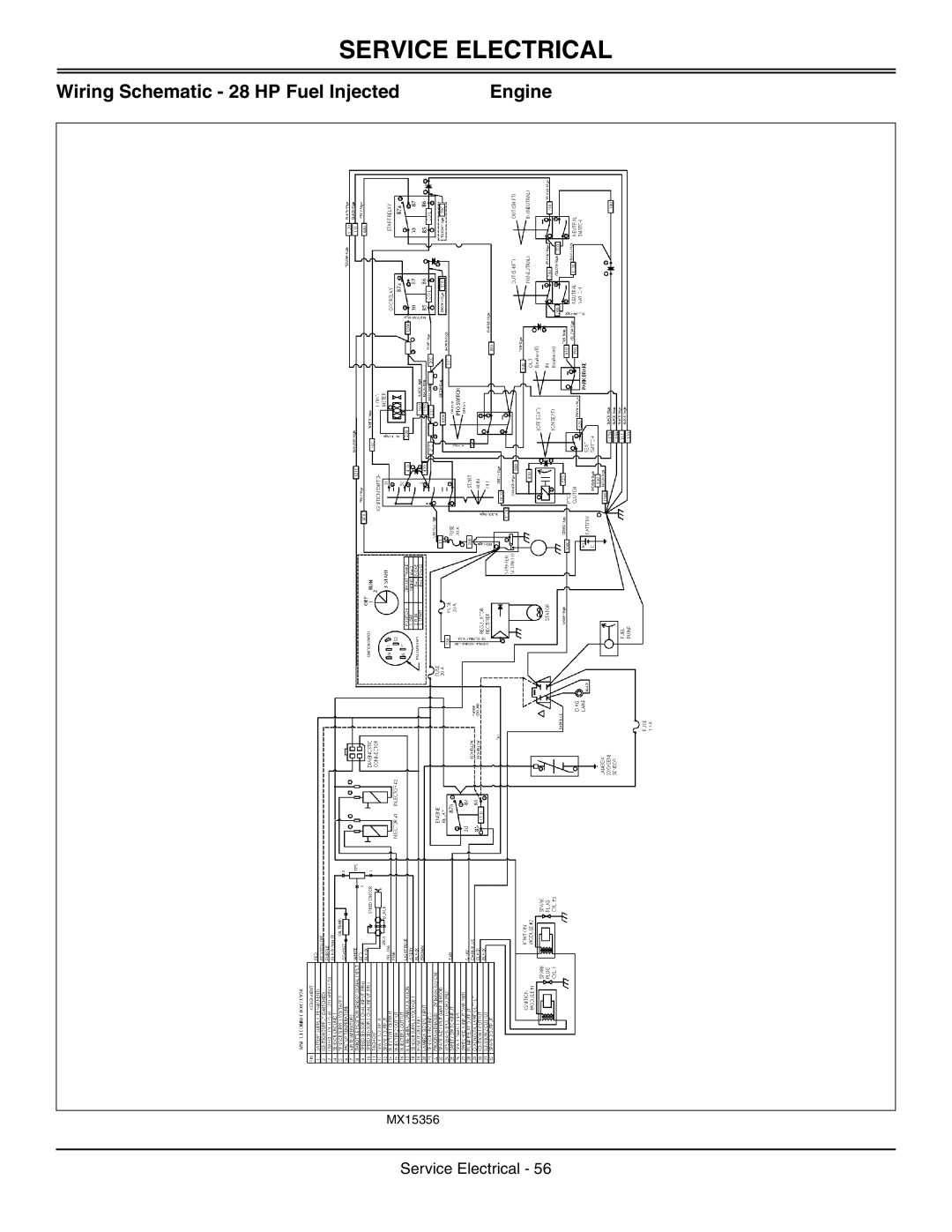 Great Dane GDRZ72-27KHE, GDRZ61-25KAE, GDRZ61-28KHE, GDRZ61-26KHE, GDRZ52-25KHE Wiring Schematic 28 HP Fuel Injected Engine 