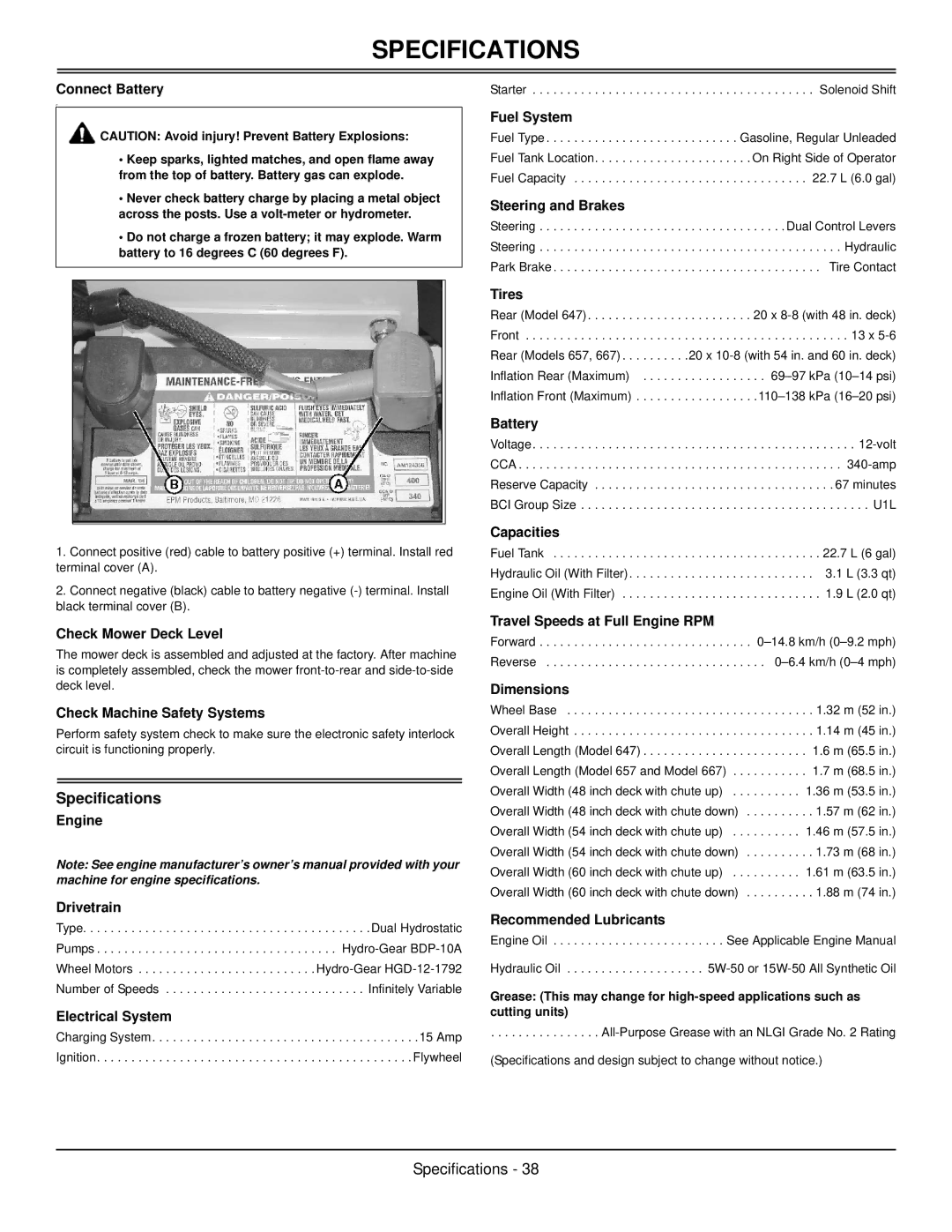 Great Dane GSKW1948S, GSKW2352S, GSKH1848S, GSKH2352S, GSKH2561S manual Specifications 