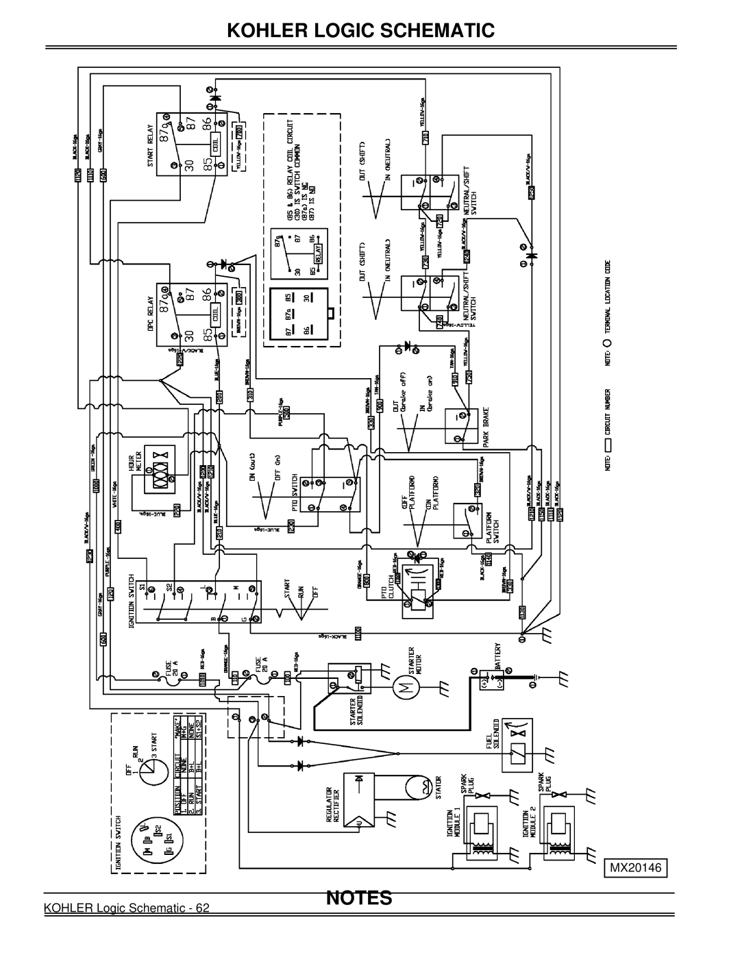 Great Dane GSKH2561S, GSKW1948S, GSKW2352S, GSKH1848S, GSKH2352S manual MX20146 Kohler Logic Schematic 