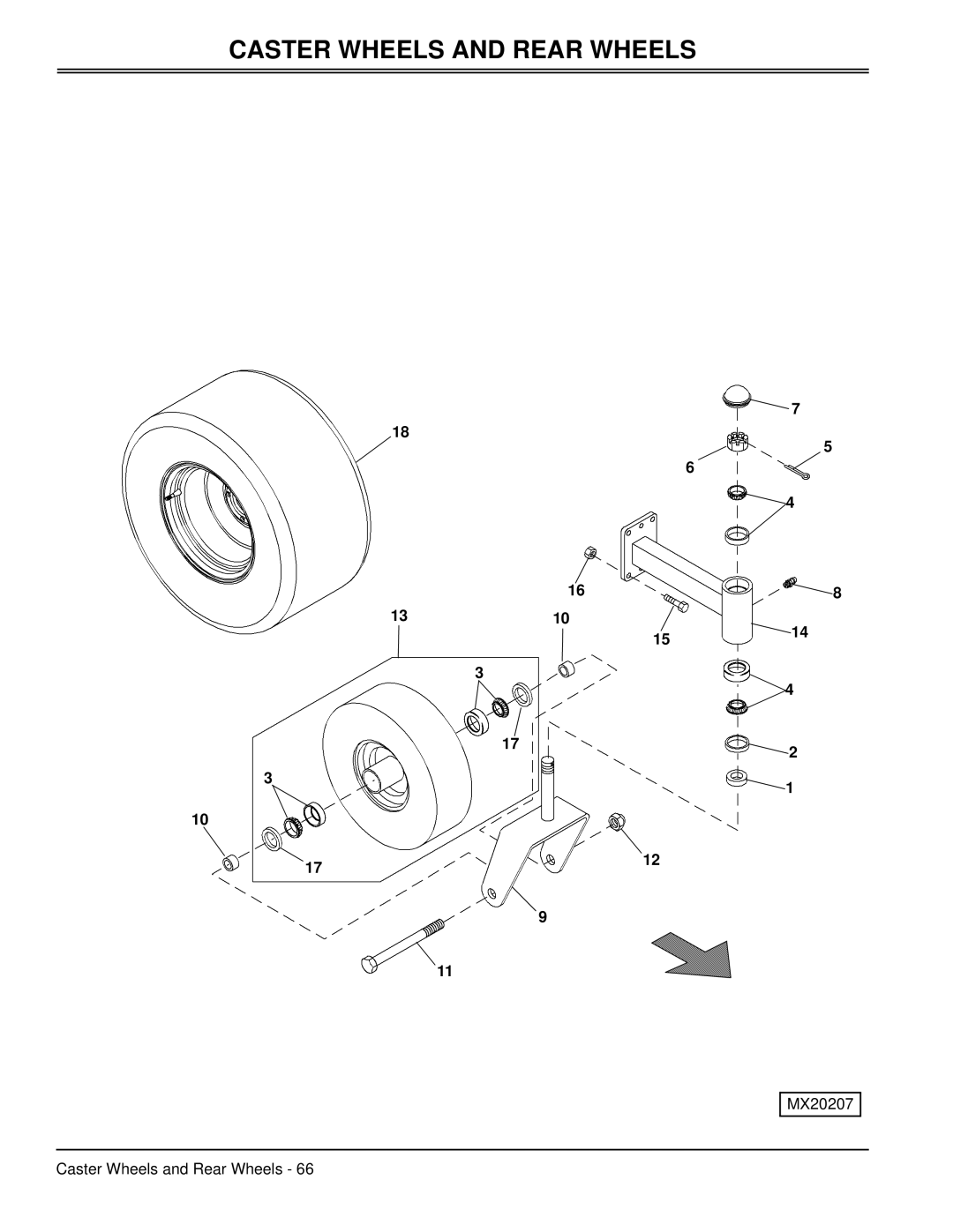 Great Dane GSKH2352S, GSKW1948S, GSKW2352S, GSKH1848S, GSKH2561S manual Caster Wheels and Rear Wheels 