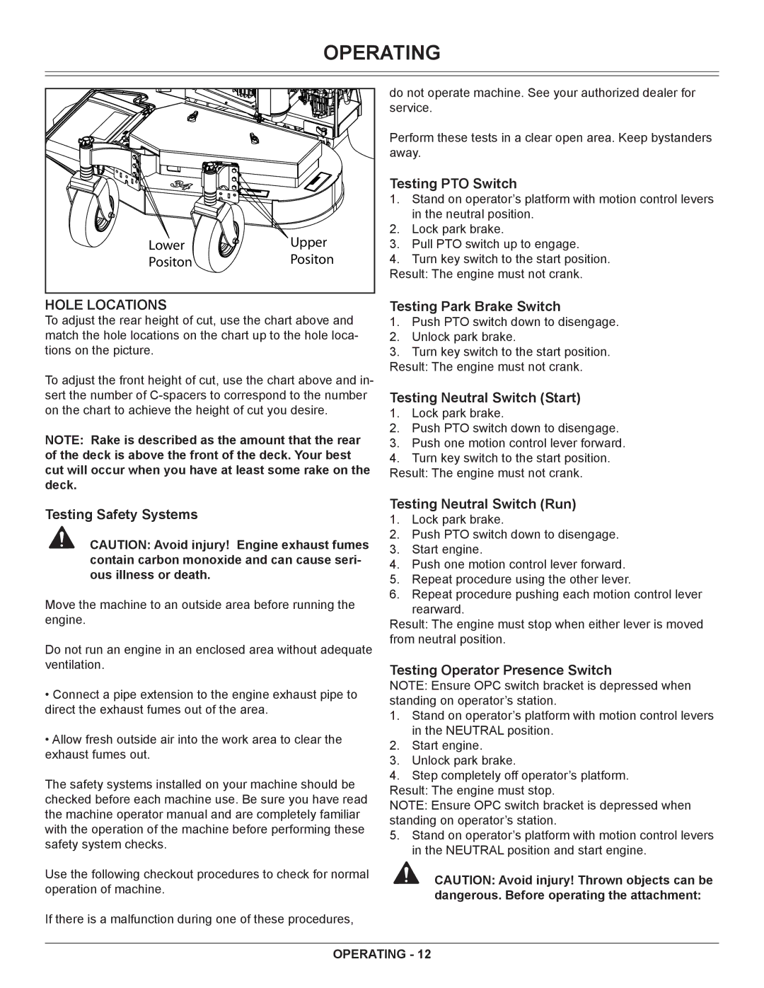 Great Dane GSRKA1934S Testing PTO Switch, Testing Park Brake Switch, Testing Neutral Switch Start, Testing Safety Systems 